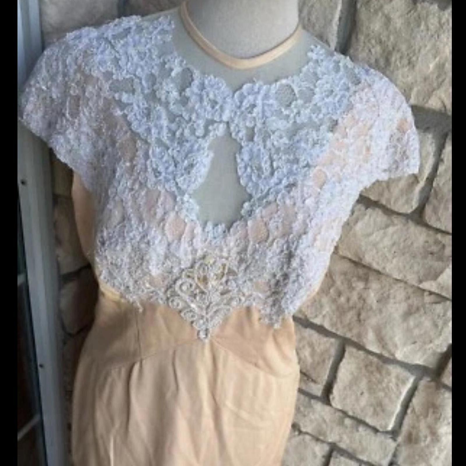 Other Cream and pink vintage 2-piece dress glamour Size S / US 4 / IT 40 - 3 Thumbnail