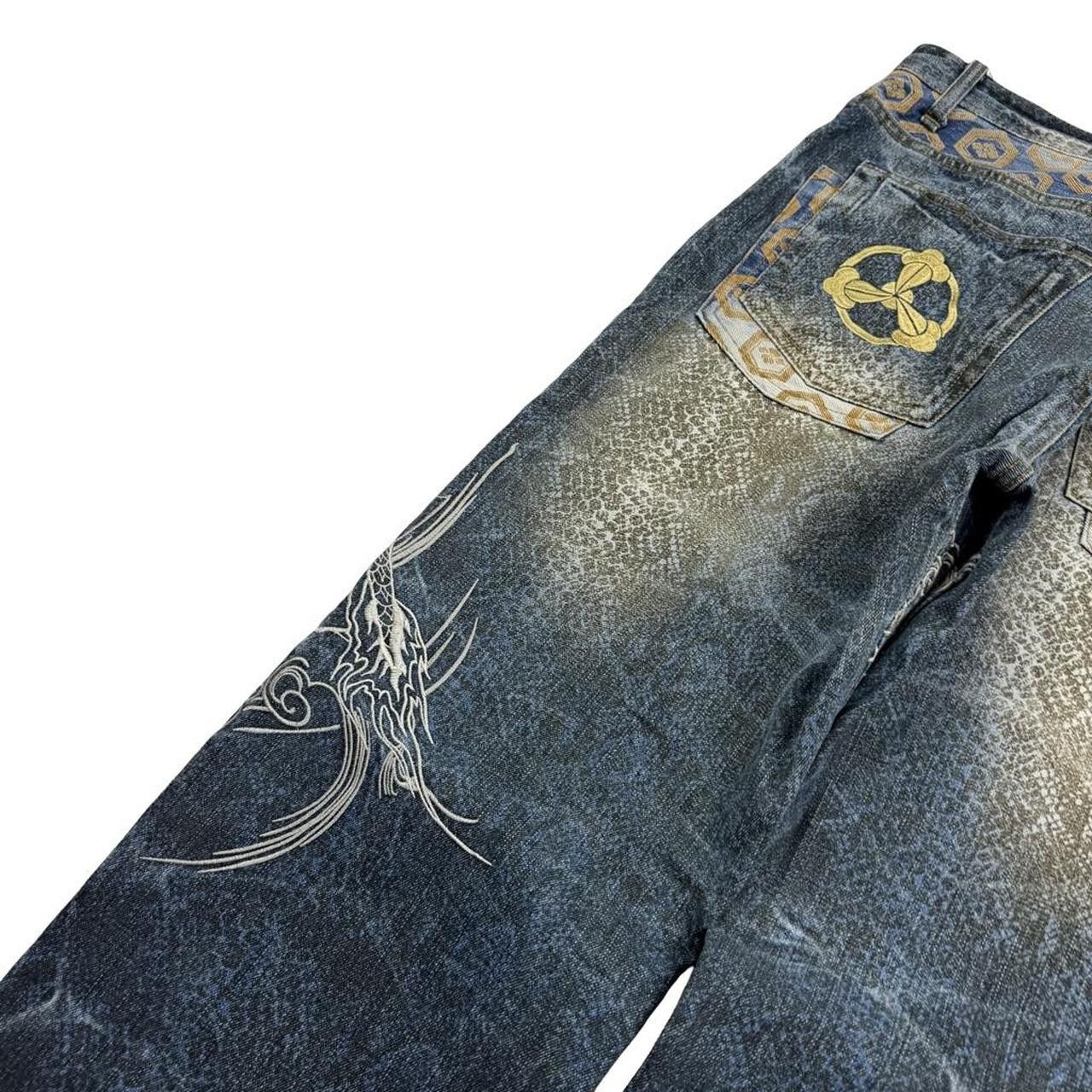 Karakuri Tamashii Karakuri Tamashii Embroidered Dragon Denim Jeans - Waist 32 Size US 32 / EU 48 - 6 Thumbnail