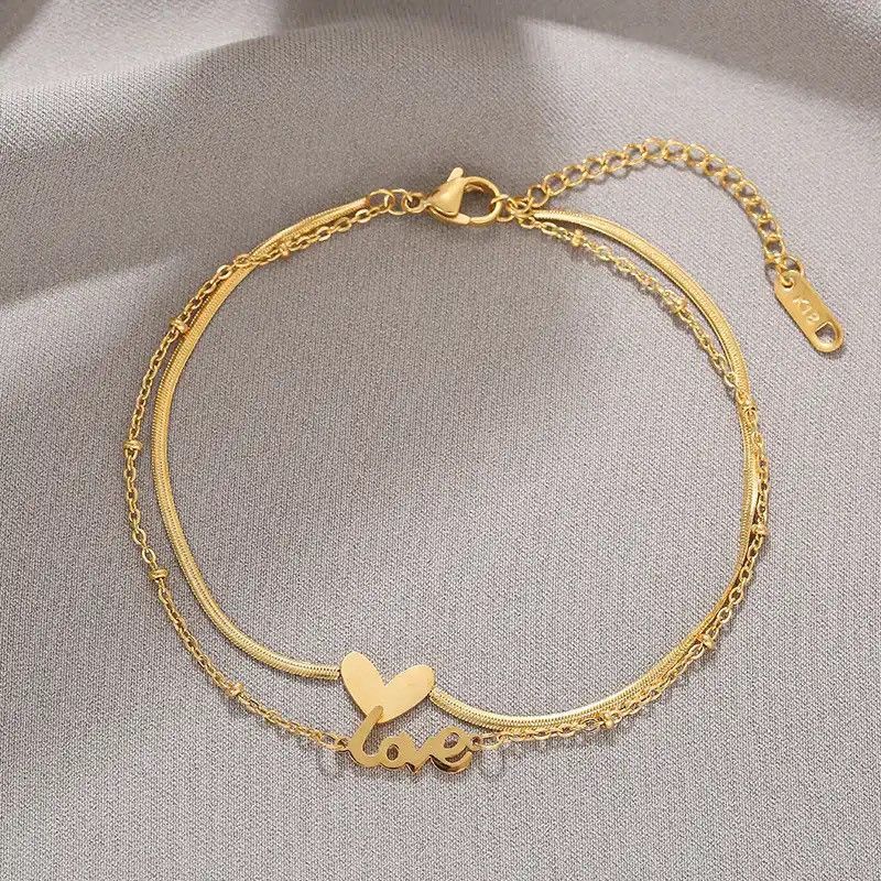 Other 14K Gold Plated Adjustable Layered Love Heart Anklet Size ONE SIZE - 4 Thumbnail