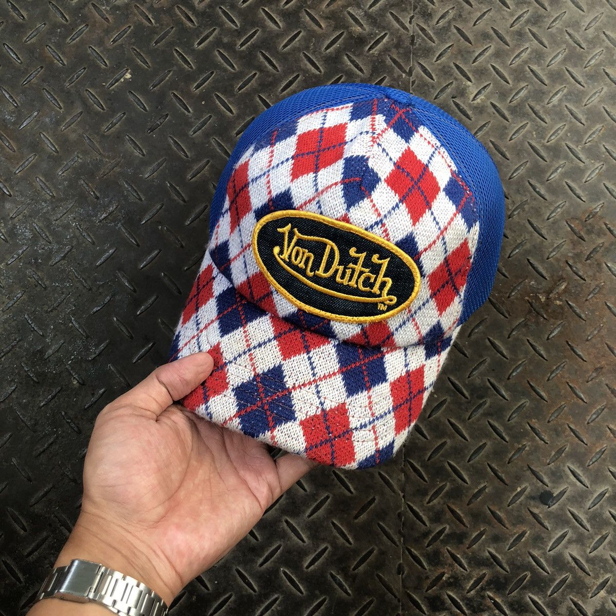 Von Dutch 🚫 SOLD 🚫 Vintage Von Dutch Knitwear Tartan Trucker Hat Size ONE SIZE - 3 Thumbnail