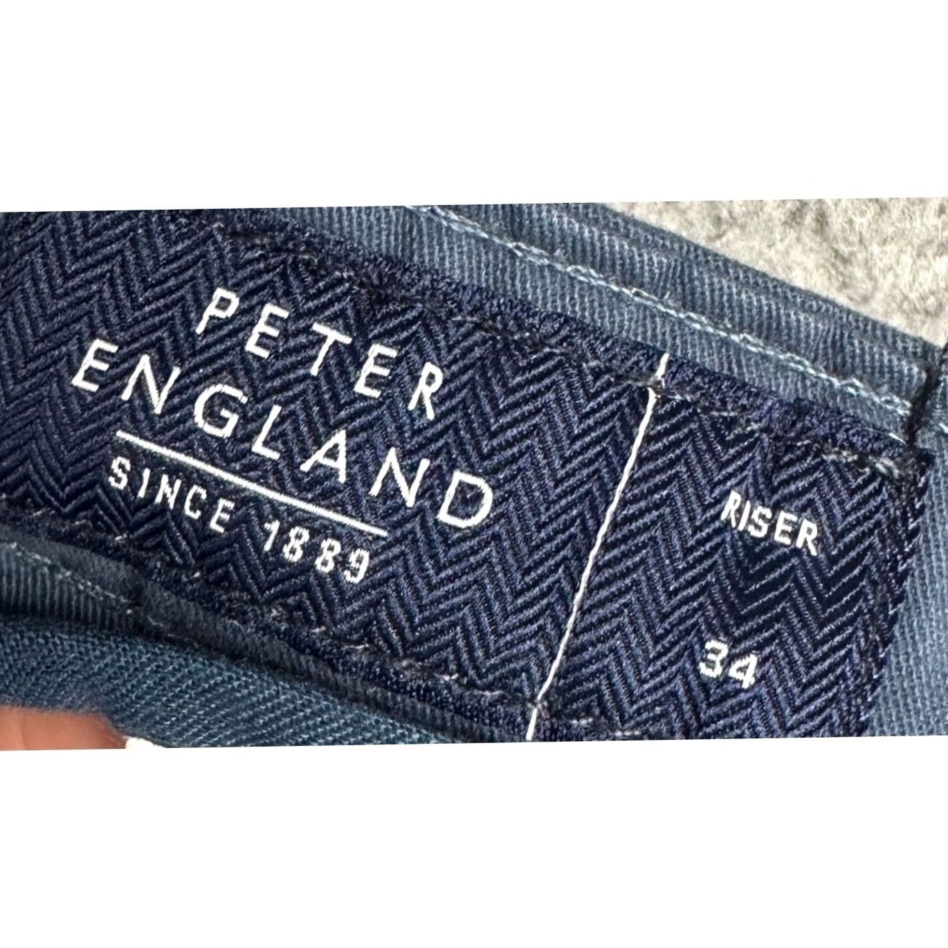 Vintage Peter England Pants Mens 34 Navy Blue Riser Super Slim Khakis Straight Business Casual Workwear Stretch Cotton Blend Modern Slim Fit Size US 34 / EU 50 - 4 Thumbnail