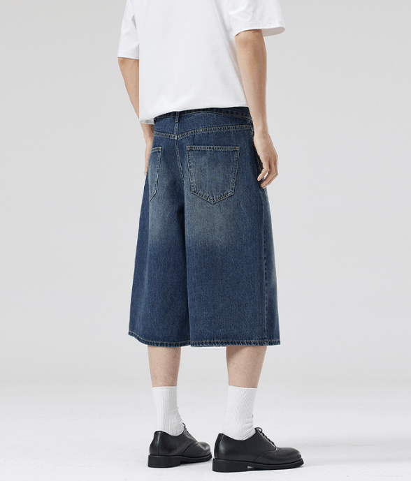 Jean Men's high street wide-leg whisker loose denim shorts Size US 32 / EU 48 - 4 Thumbnail