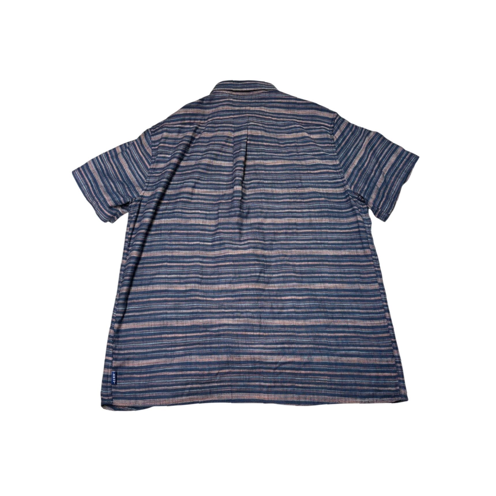 Vintage ROWM Mens Large Striped Button Up Short Sleeve Casual Shirt L Blue Beach Vacation Size US L / EU 52-54 / 3 - 6 Thumbnail