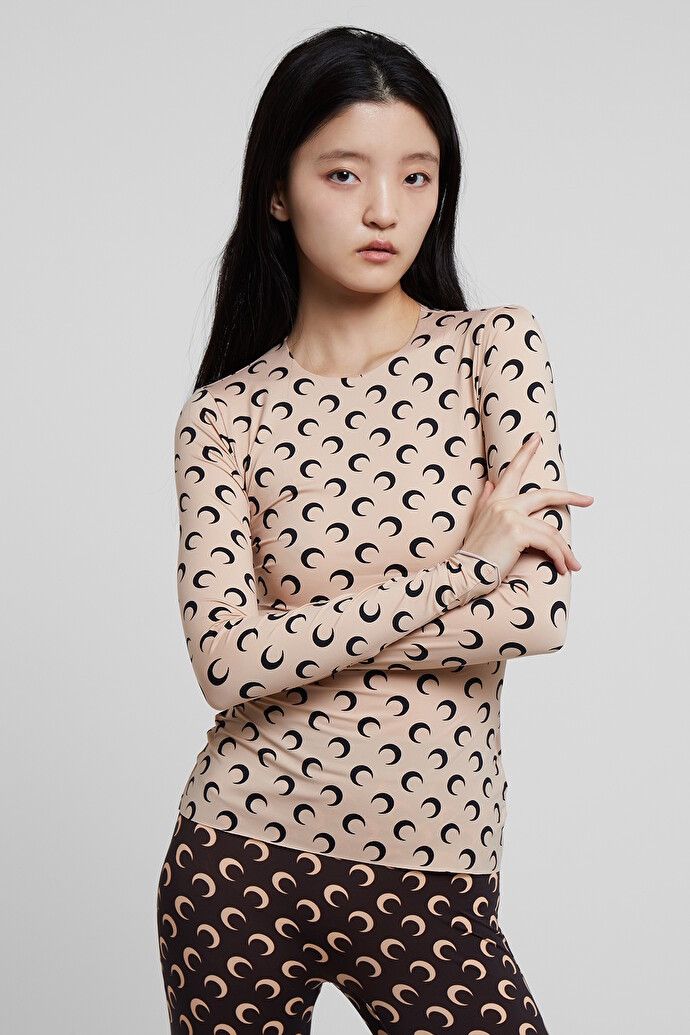 MARINE SERRE BORDERLINE 長袖トップス S moon Marine Serre Borderline Moon Top