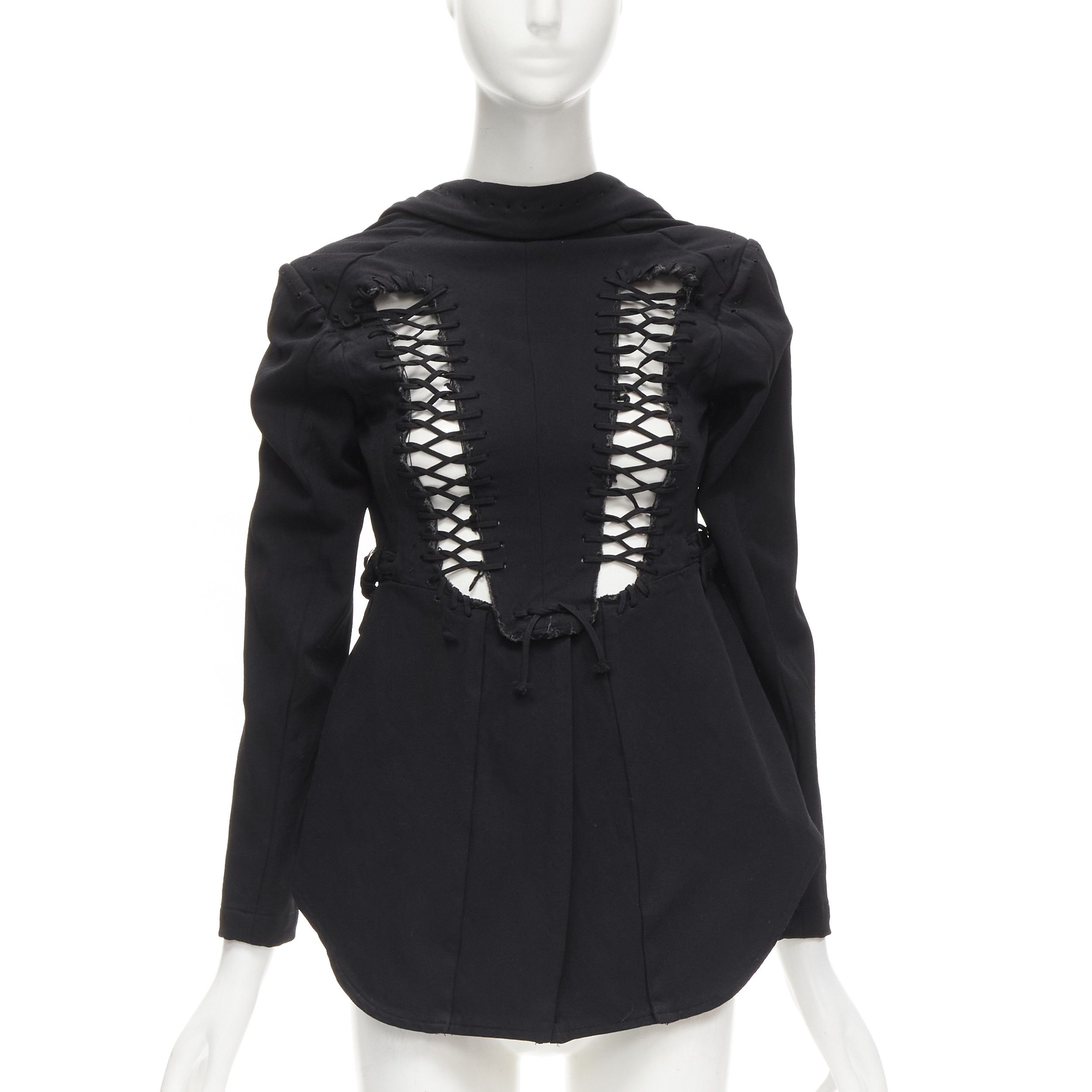 Comme des Garcons COMME DES GARCONS 2004 Runway black lace eyelet 2-way deconstructed jacket M Size M / US 6-8 / IT 42-44 - 1 Thumbnail