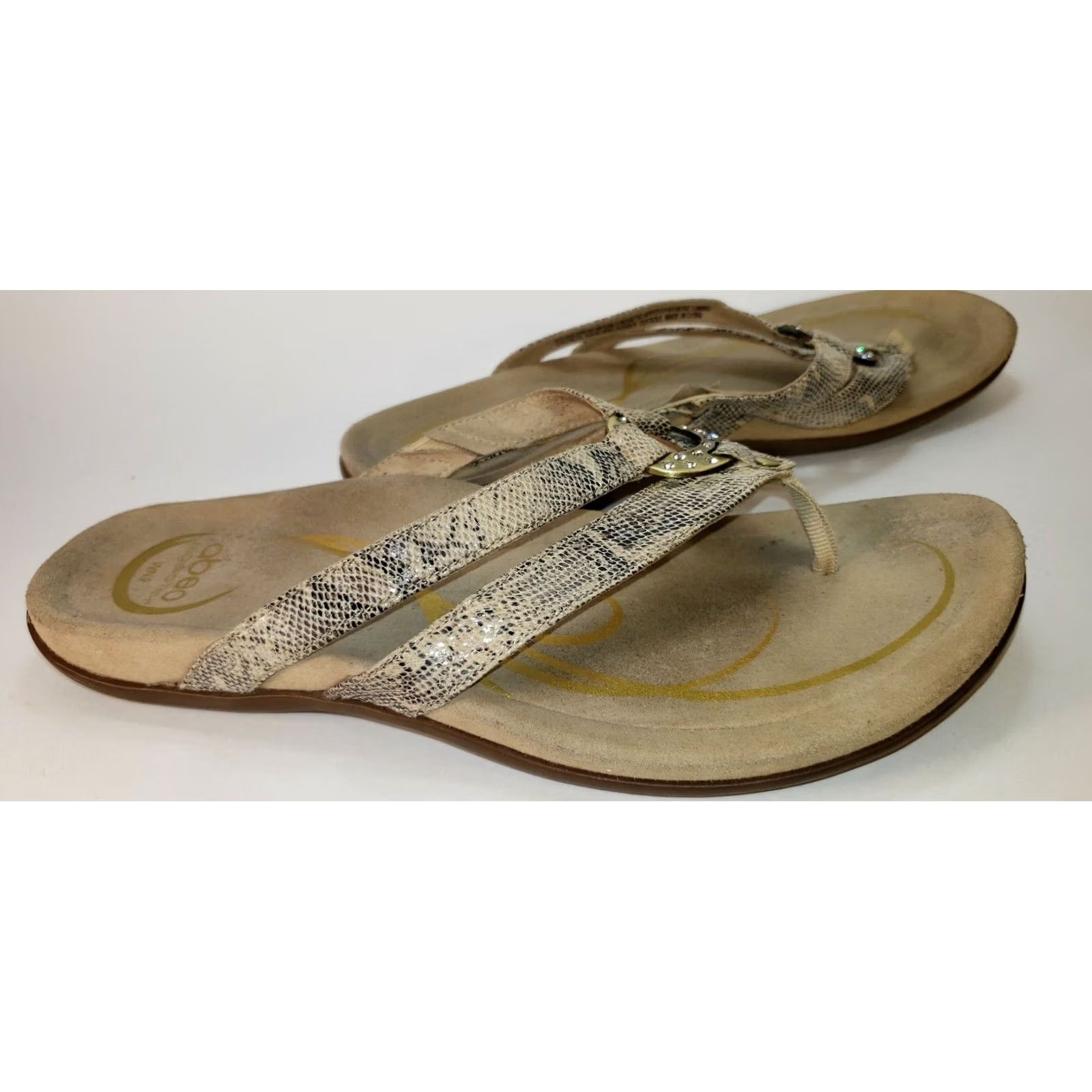 Vintage VINTAGE Abeo Brenda Strappy Sandal Narrow Size 9N Beige Reptile Biomechanical Footbed Women Size US 9 / IT 39 - 2 Thumbnail