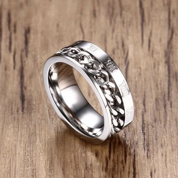 Other Stylish Roman Numeral Rotatable Curb Chain Ring Size ONE SIZE - 1 Thumbnail
