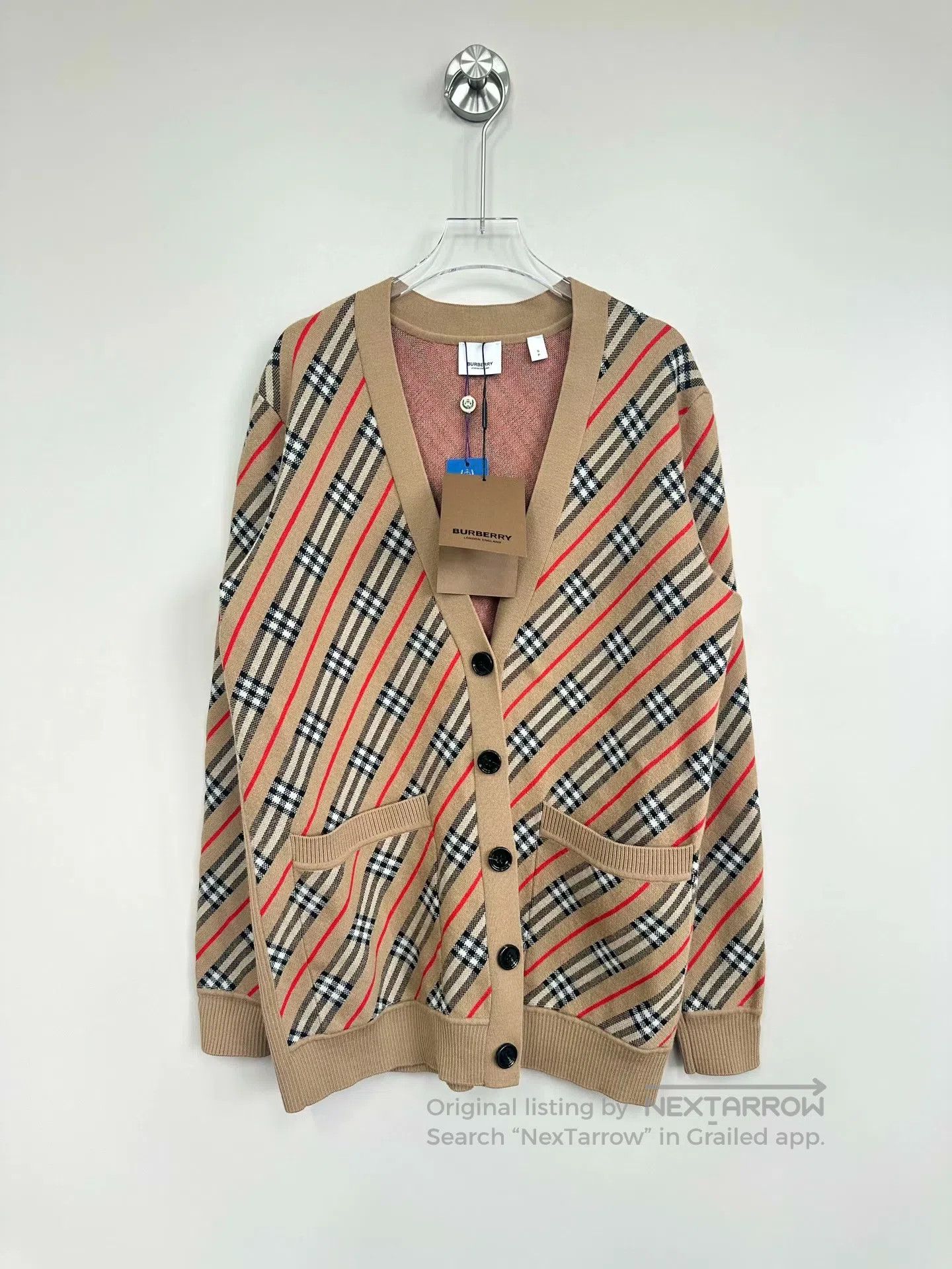 Burberry Burberry Camel color zigzag striped checkered wool and lin Size S / US 4 / IT 40 - 1 Thumbnail