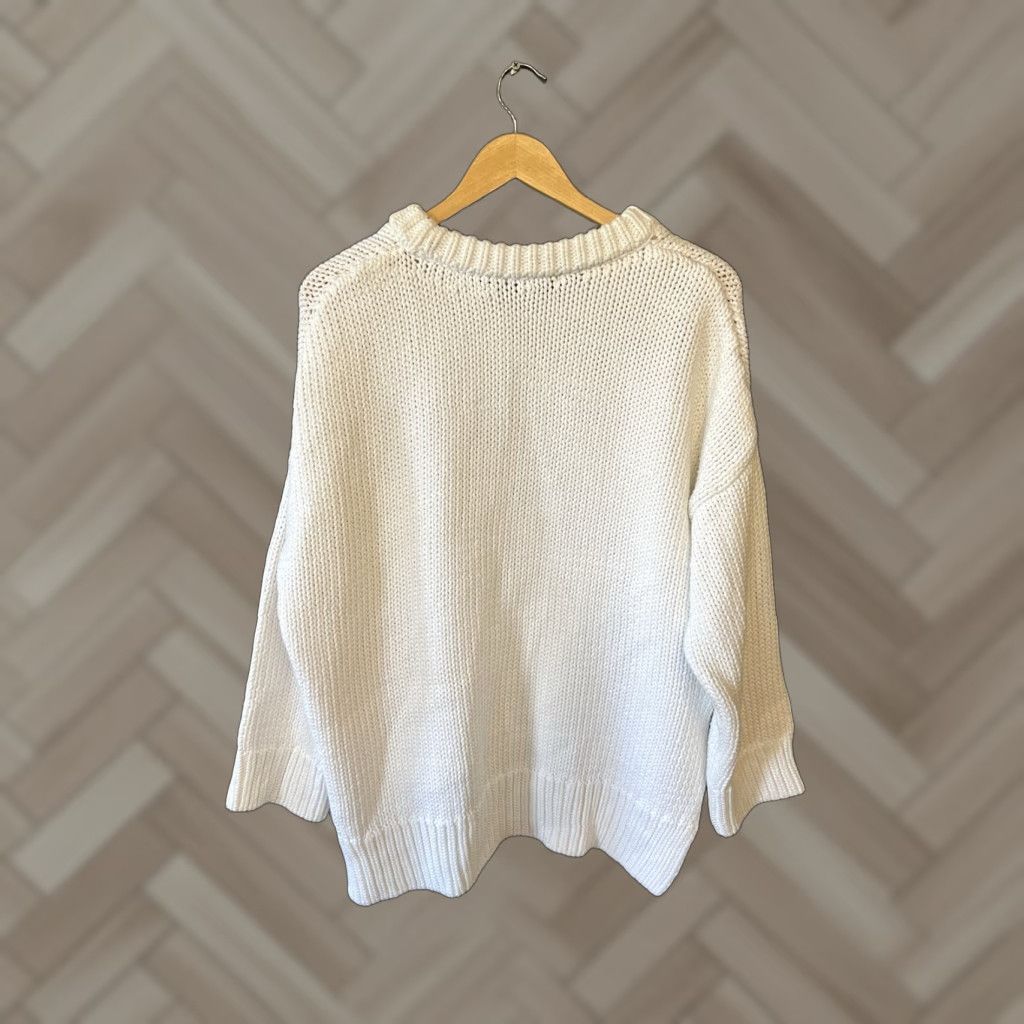 Zara Zara Knit Womens White Long Sleeve Pullover Sweatshirt Oversized Size M Knit Sweater Pullover Women Modern Classic White M Mens? Size M / US 6-8 / IT 42-44 - 1 Thumbnail