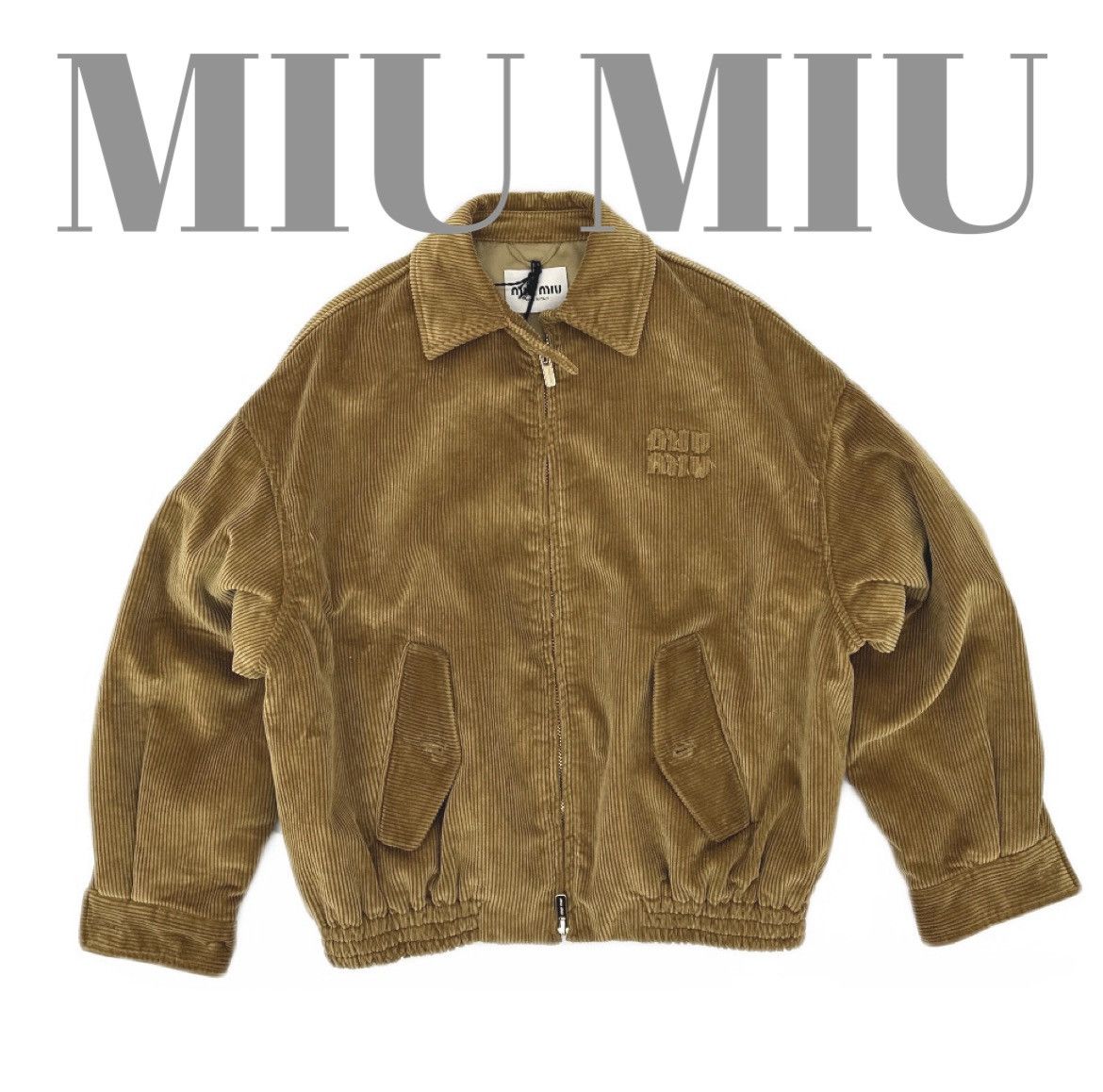 Miu Miu Miu Miu logo-appliqué corduroy bomber jacket Size XS / US 0-2 / IT 36-38 - 1 Thumbnail