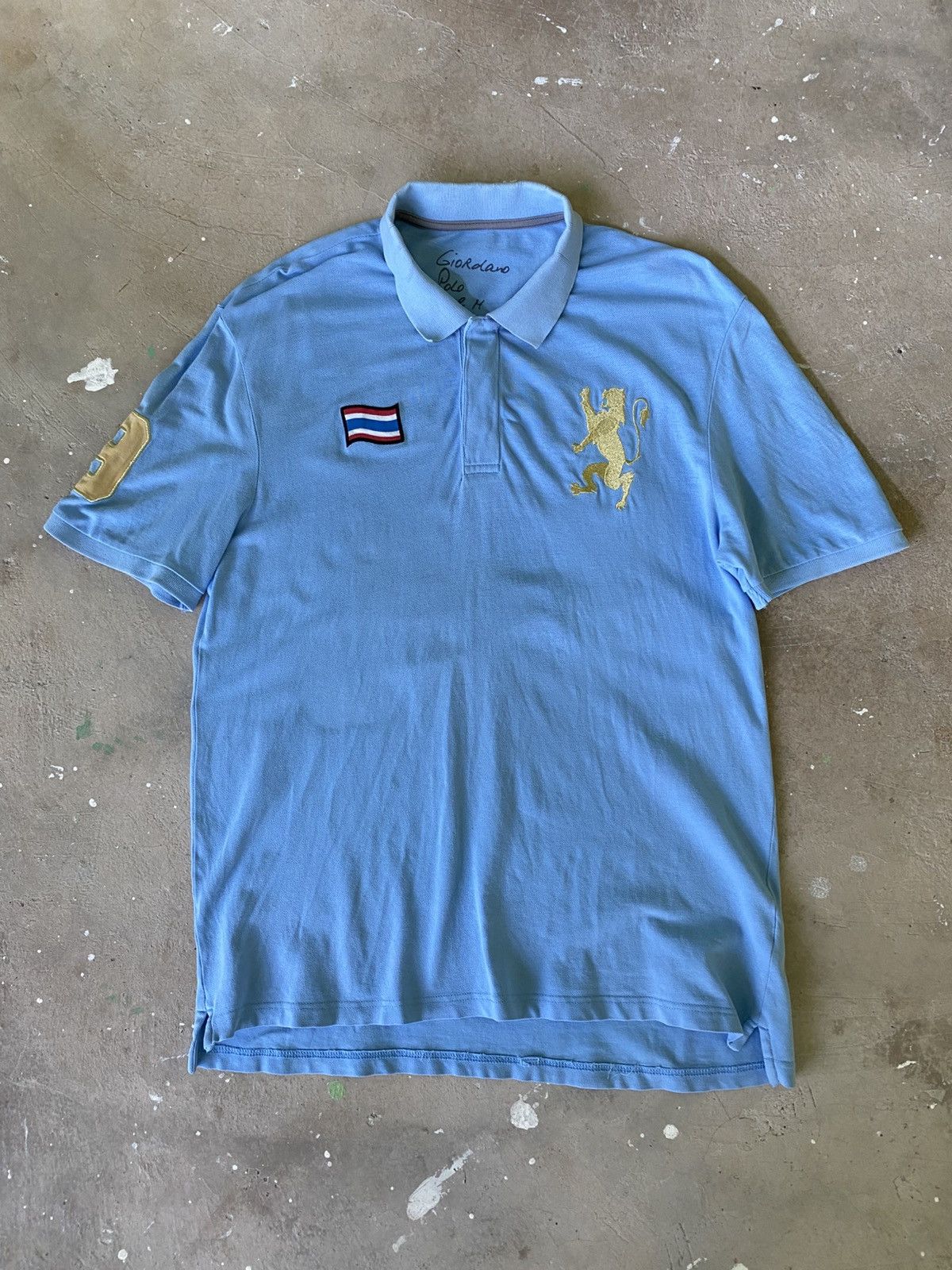 Giordano Giordano Polo Lion Crest Patch Sky Blue Shirt Size US M / EU 48-50 / 2 - 1 Thumbnail