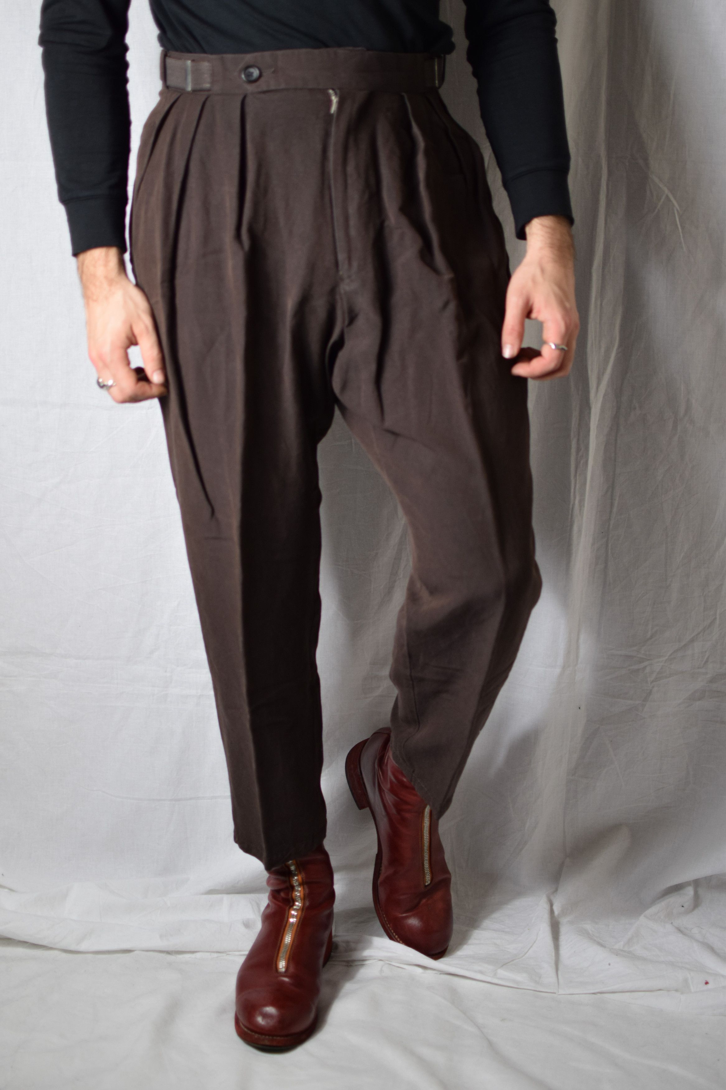 image of Yohji Yamamoto YYPH Archive Brown Ramie Blend Pants, Men's (Size 30)