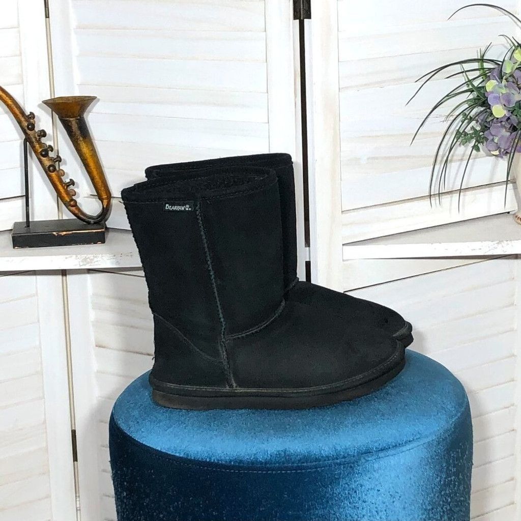 Vintage Bearpaw boots black suede leather wool lining rubber sole 8 Size US 8 / IT 38 - 1 Thumbnail