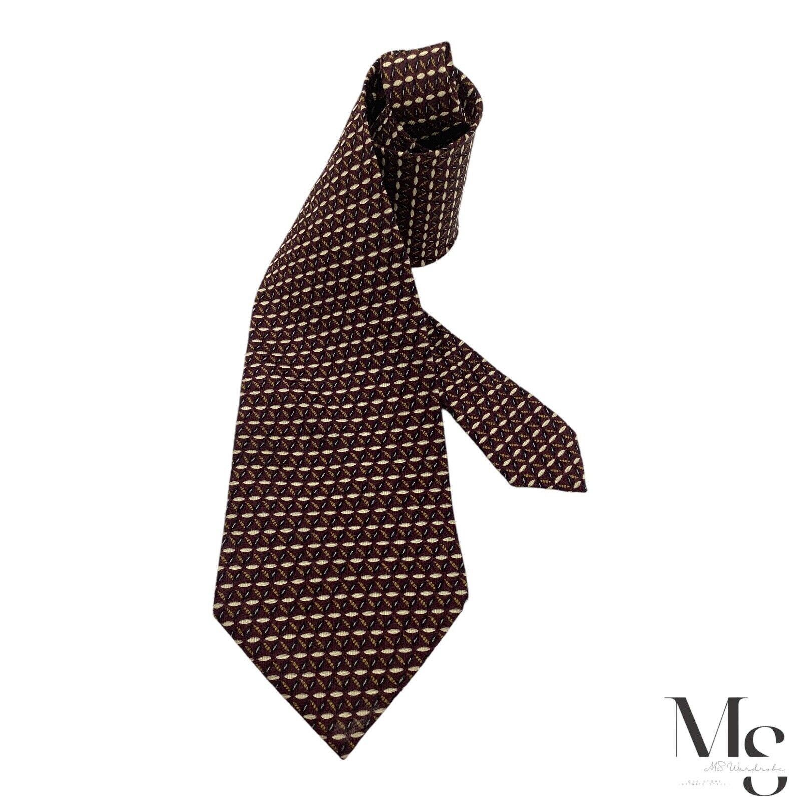 Ecco ECHO Burgundy Geometric Silk Tie Made In Italy W: 4" EX COND Size ONE SIZE - 1 Thumbnail