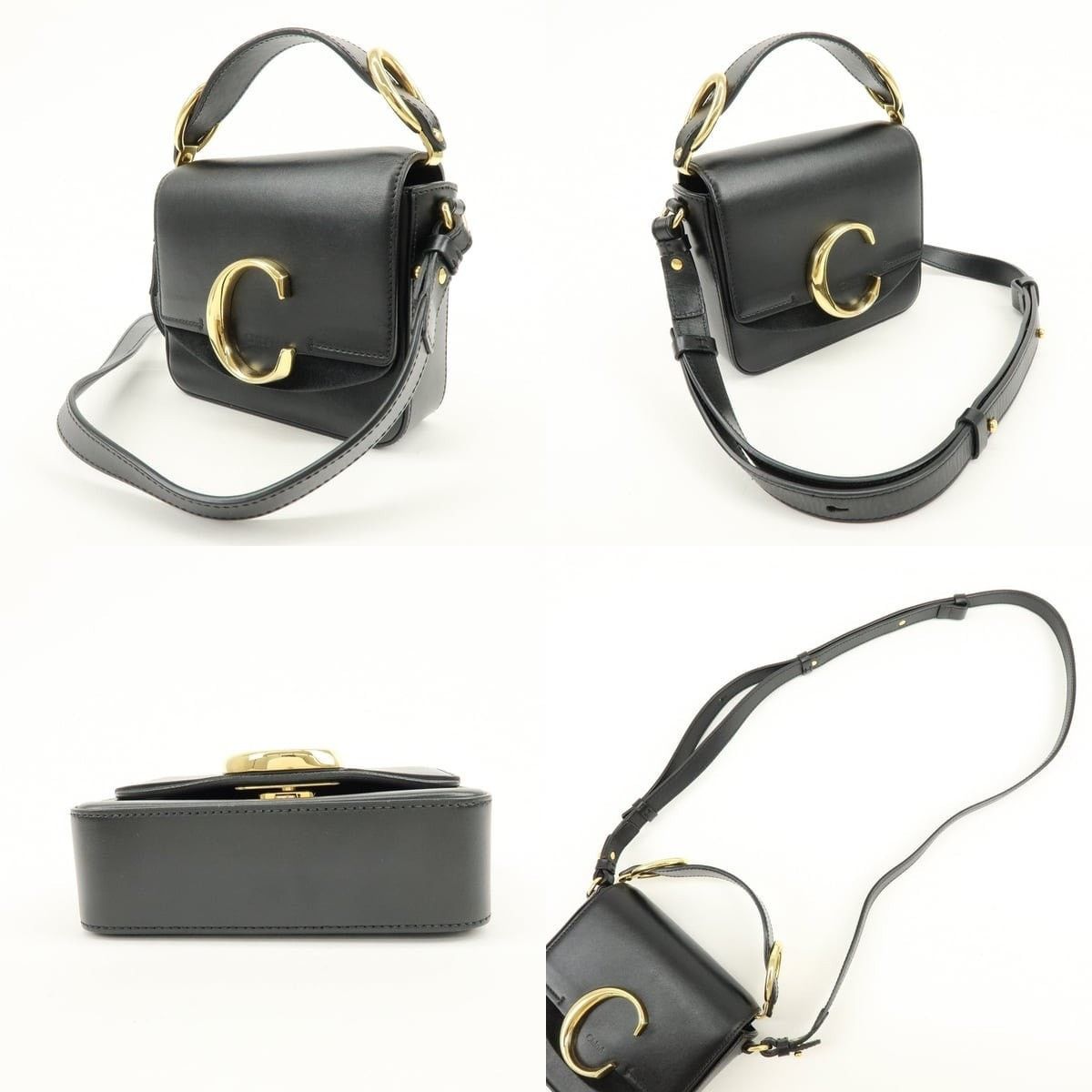 Chloe Chloe C Mini Leather Shoulder Bag Black Size ONE SIZE - 3 Thumbnail