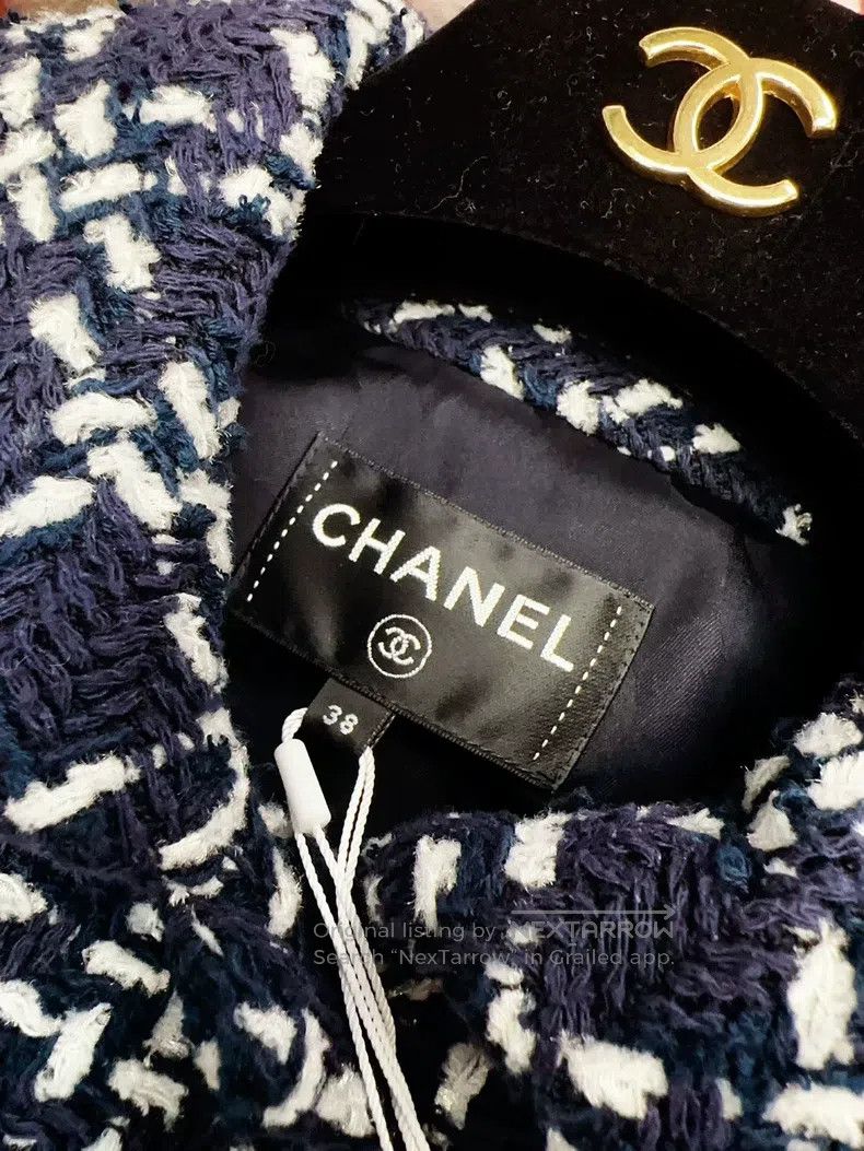 Chanel Chanel 23B blue and white knitted plaid short-sleeved dres Size XS / US 0-2 / IT 36-38 - 5 Thumbnail