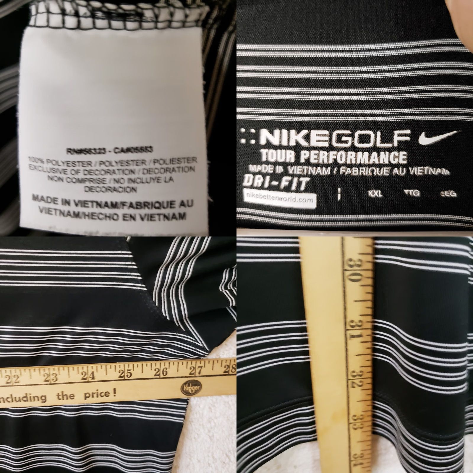 Nike Nike Golf Tour Performance Polo Mens XXL Black Striped Whistling Straights Tee Shirt Shirt? Size US XXL / EU 58 / 5 - 9 Thumbnail