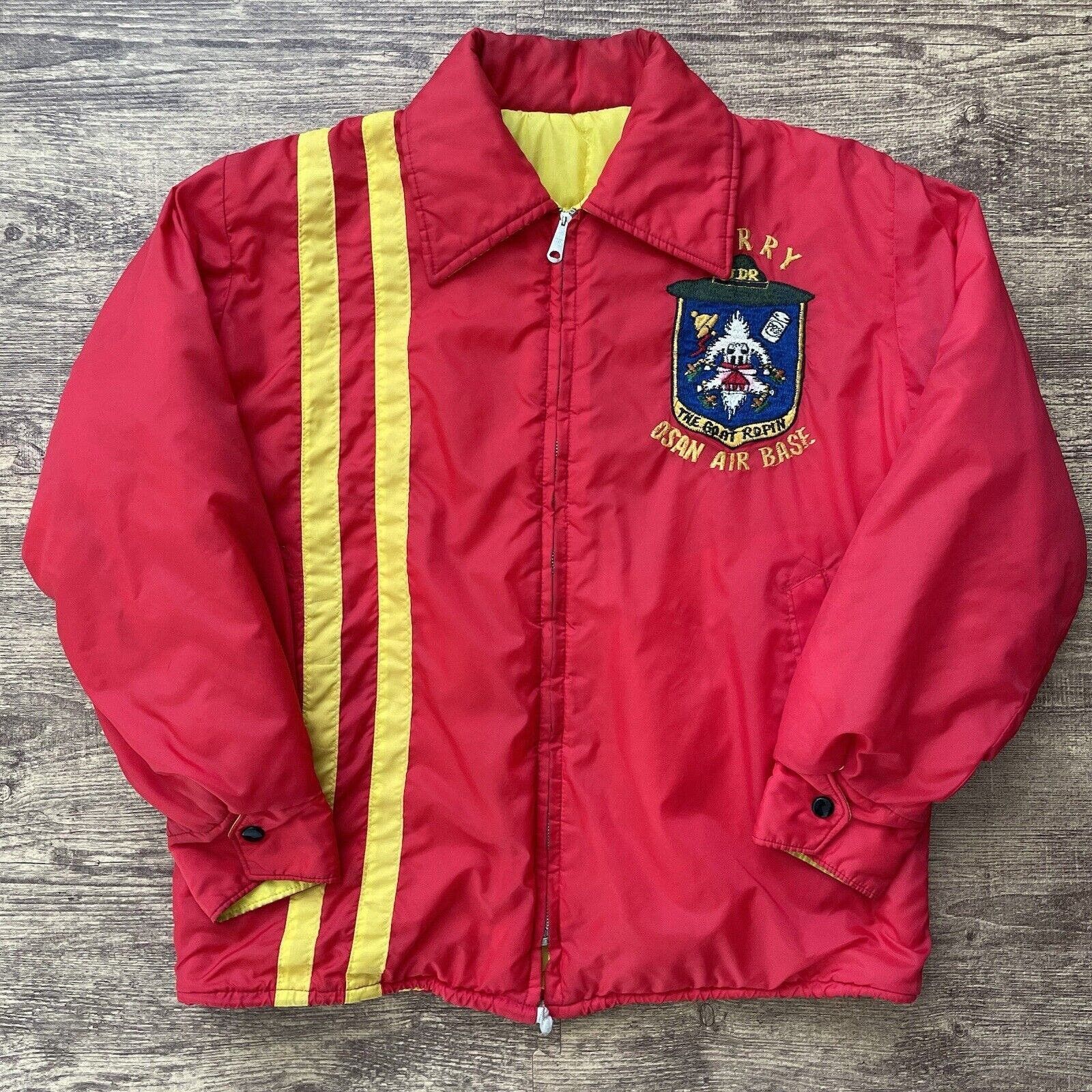 image of Military x Vintage 1970S Us Air Force Osan Souvenir Jacket South Korea in Red, Men's (Size Large)