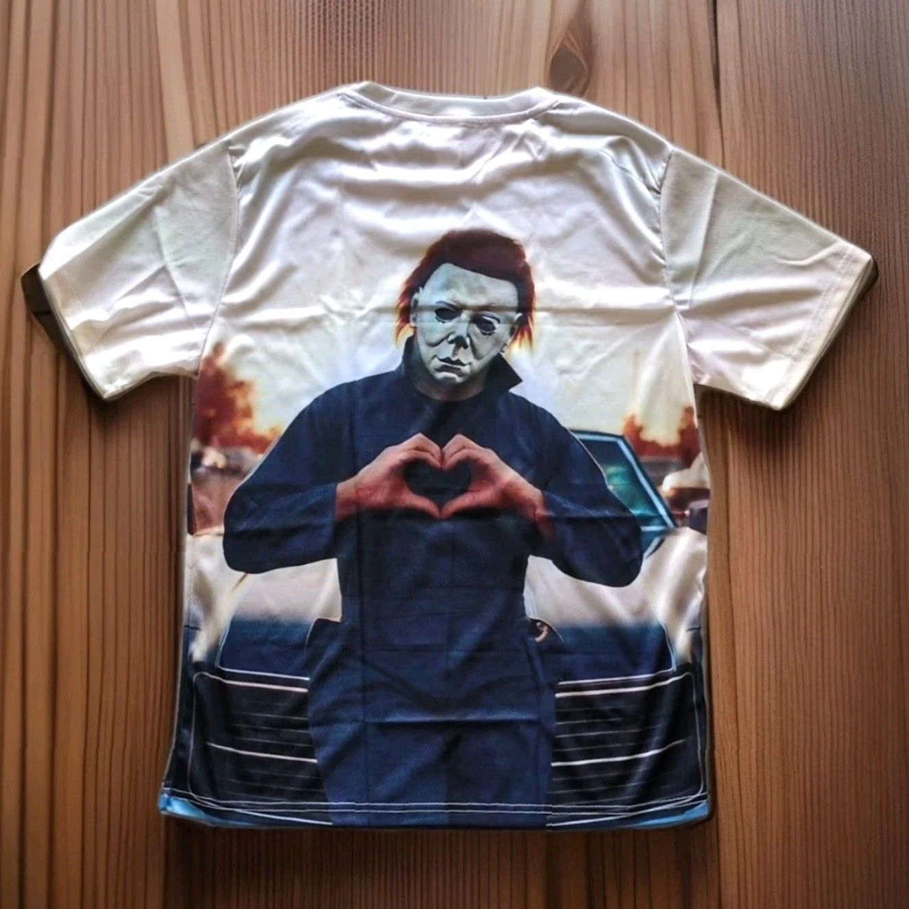 Vintage VINTAGE not applicable (skip) Halloween Michael Myers Horror Movie Heart Hands Funny T-Shirt Large L 2 Sided Size US L / EU 52-54 / 3 - 4 Thumbnail