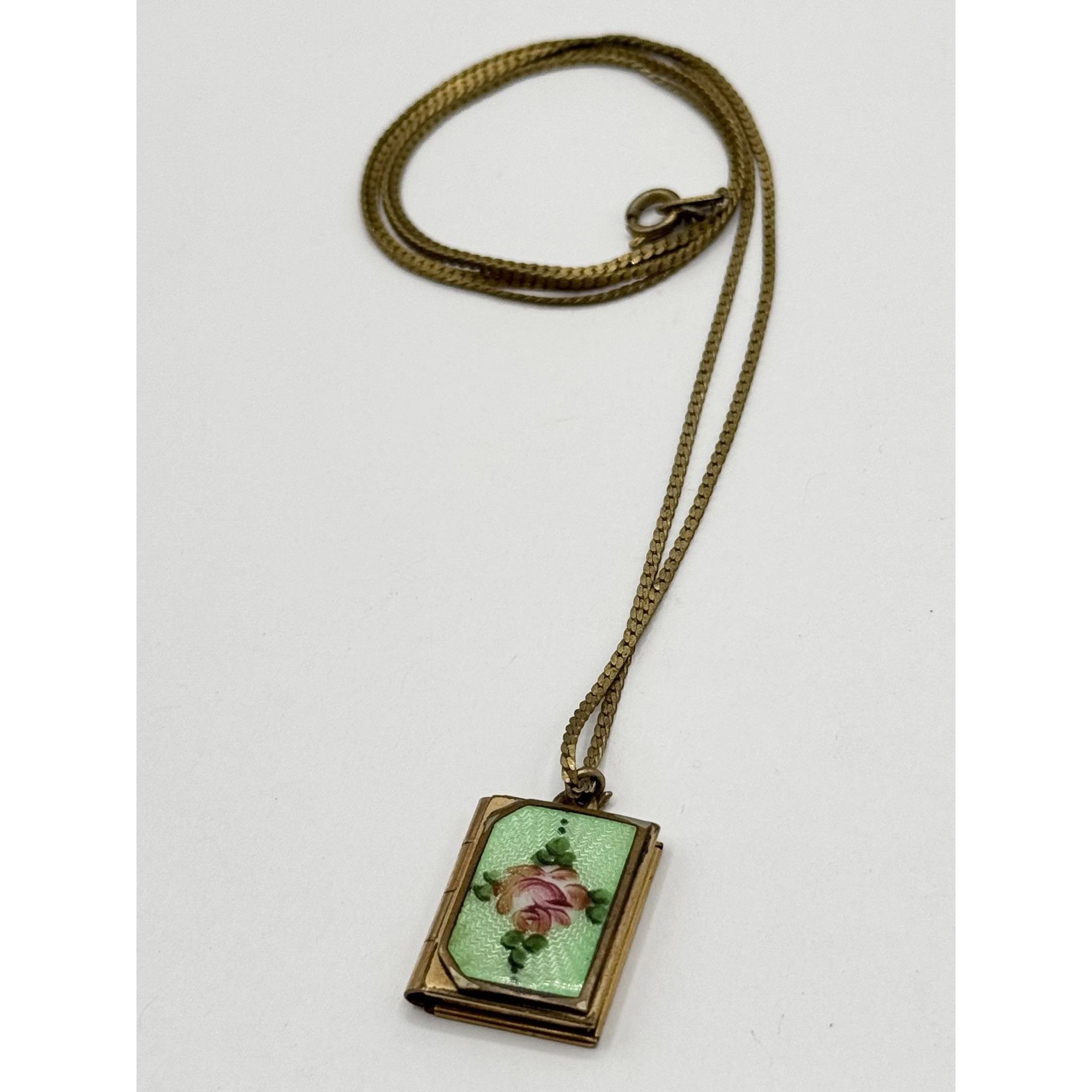 Vintage Vintage Guilloche enamel gold filled book locket charm penda Size ONE SIZE - 2 Thumbnail