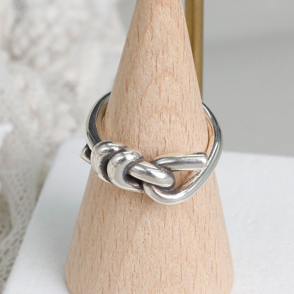 Sterling Silver Resizable S925 Sterling Silver Knots Ring Size ONE SIZE - 9 Thumbnail
