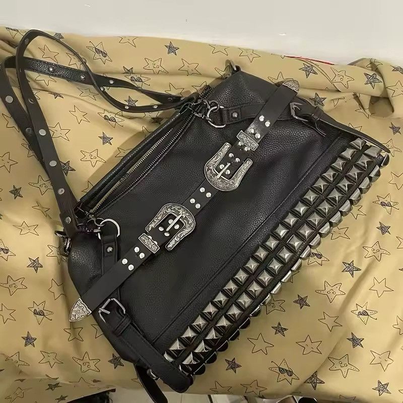Designer Streetwear Gothic Punk Capacity Cowboy Shoulder Handbag Bag Size ONE SIZE - 1 Thumbnail