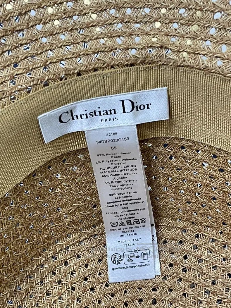 Dior Dior Size59 Pink embroidered letter webbing woven straw hat Size ONE SIZE - 6 Thumbnail