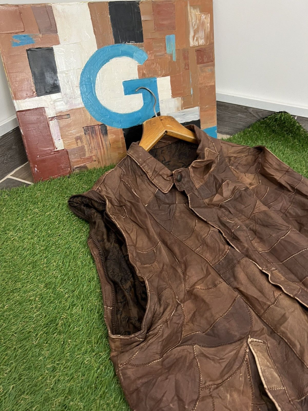 Vintage Y2K Faux Leather Patchwork Jacket like cdg yohji jpg 00s Size US L / EU 52-54 / 3 - 15 Thumbnail