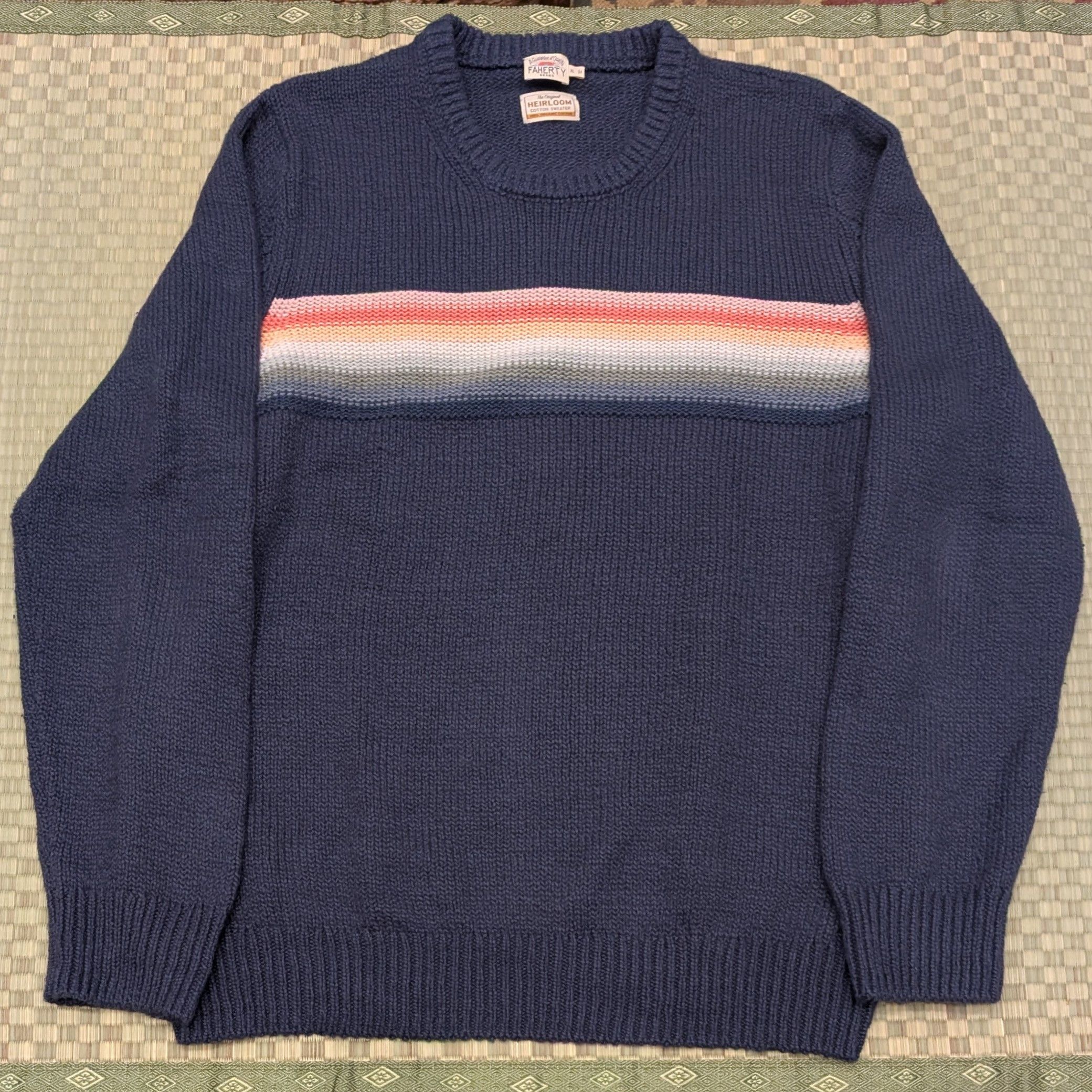 Faherty Faherty Heirloom Crew Neck Organic Cotton Sweater Stripe Size US XL / EU 56 / 4 - 1 Thumbnail