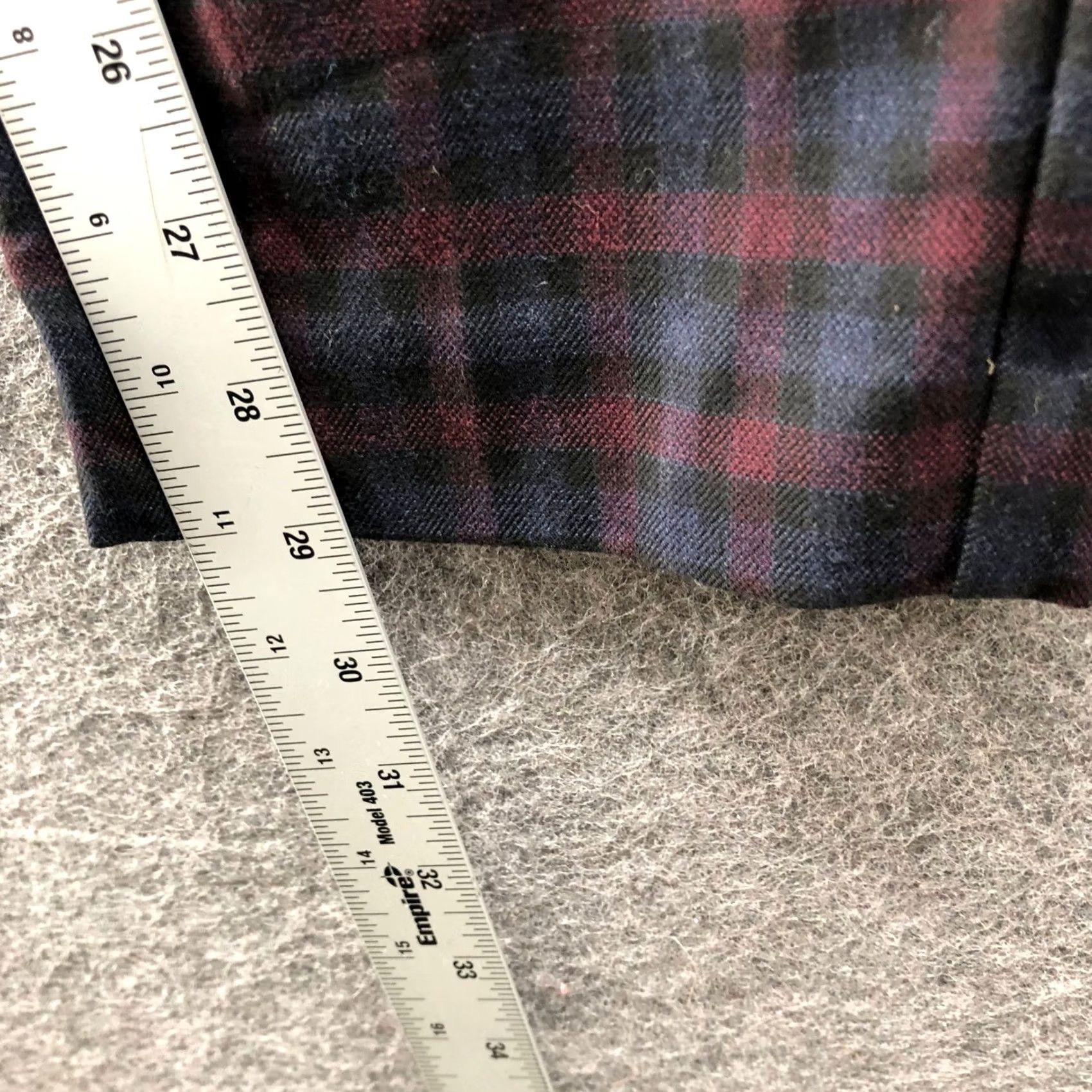 Express Express Dress Pants Womens 8 Tall Plaid Burgundy Navy Tie Waist High Rise Ankle Trimmed Pockets Belted Workwear Pants Size 30" / US 8 / IT 44 - 7 Thumbnail