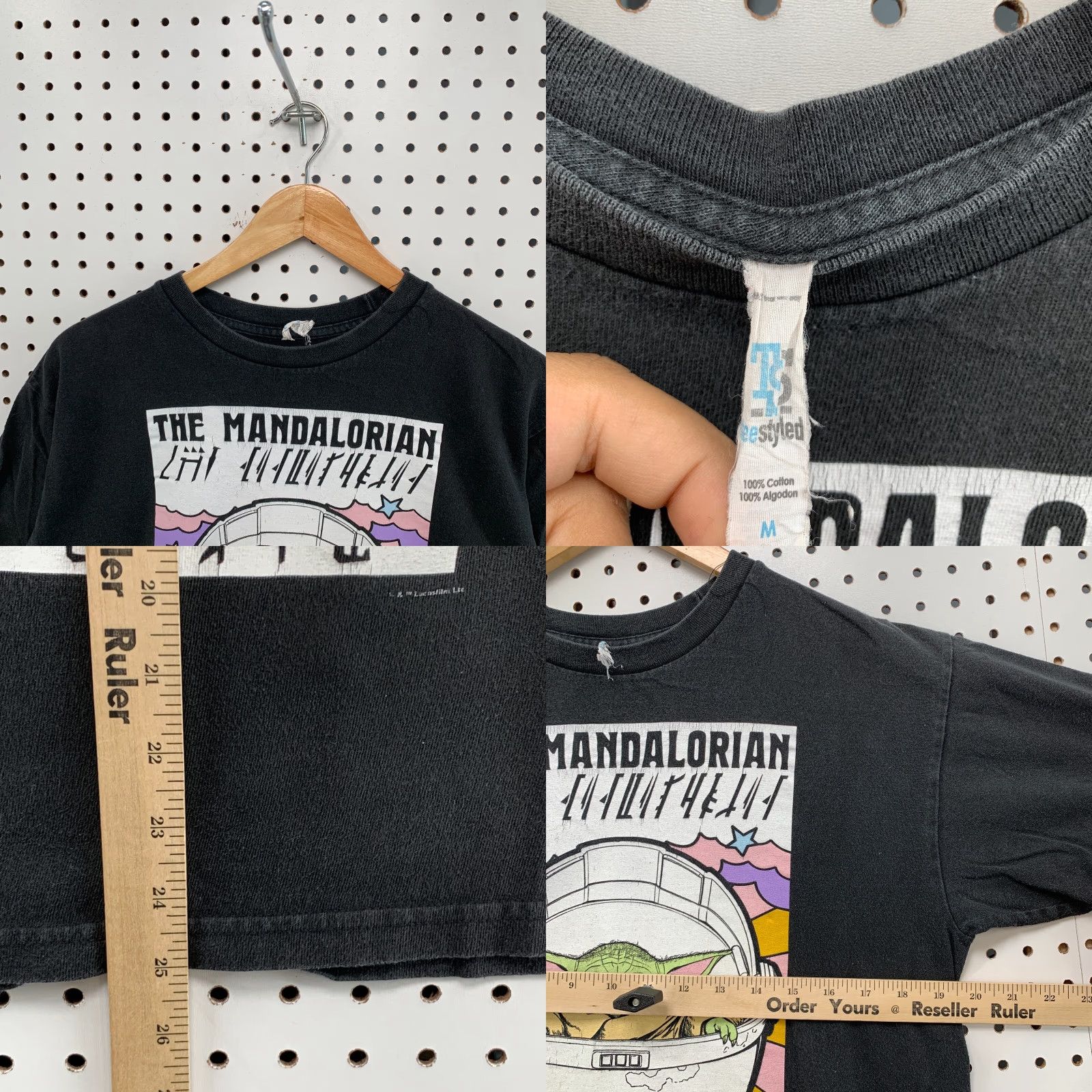 Vintage The Mandalorian Child Shirt Black Adult Small Short Sleeve Movie TEE 20x25 Size US S / EU 44-46 / 1 - 8 Thumbnail