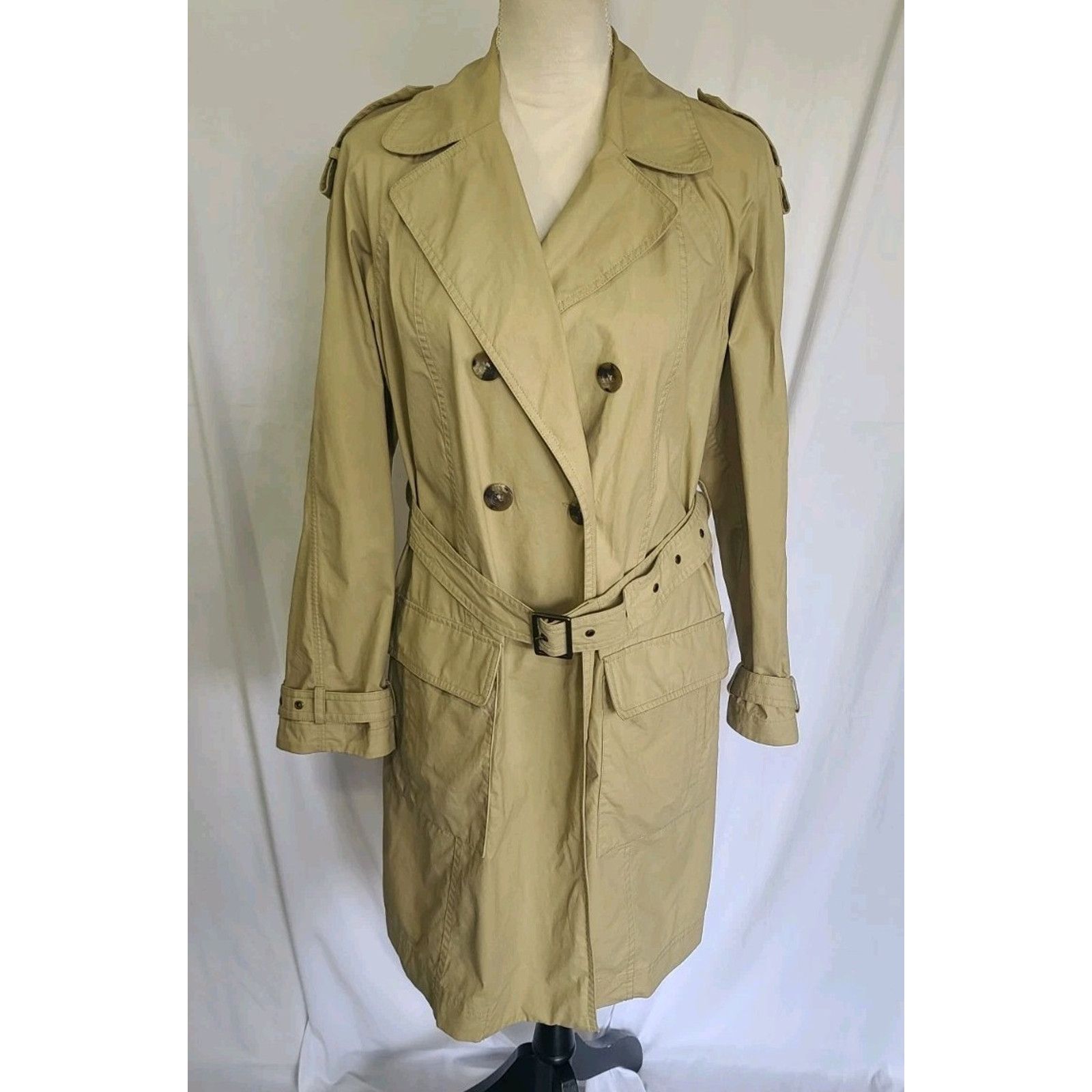 Vince Vince Designer Womens Tan Khaki Wax Belted Trench Coat Small Size S / US 4 / IT 40 - 4 Thumbnail