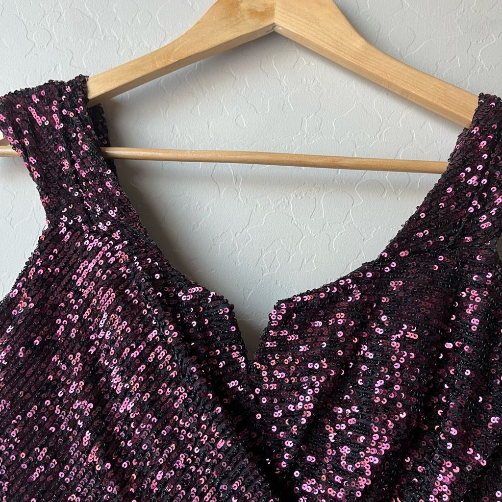 Other Rene Ruiz Gown Burgundy Off the Shoulder Sequin Cocktail For Size S / US 4 / IT 40 - 6 Thumbnail