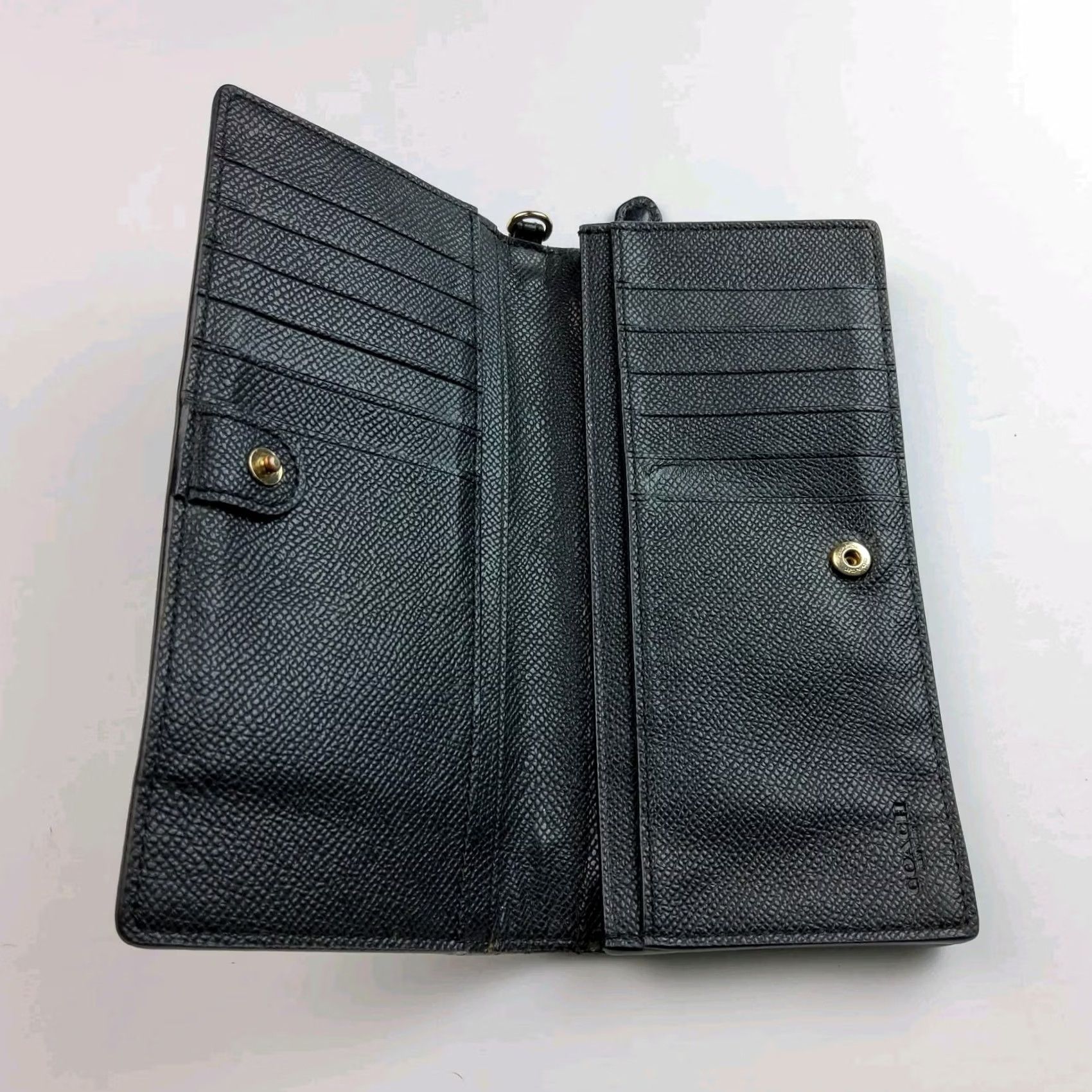 Coach Coach Pebbled Leather Bi-Fold Wallet Black Womens Wallet Wristlet" Size ONE SIZE - 4 Thumbnail