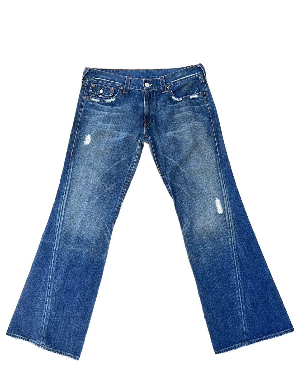 True Religion Vintage 2000s True Religion JOEY Distress Denim Flare Jeans Size US 36 / EU 52 - 1 Thumbnail