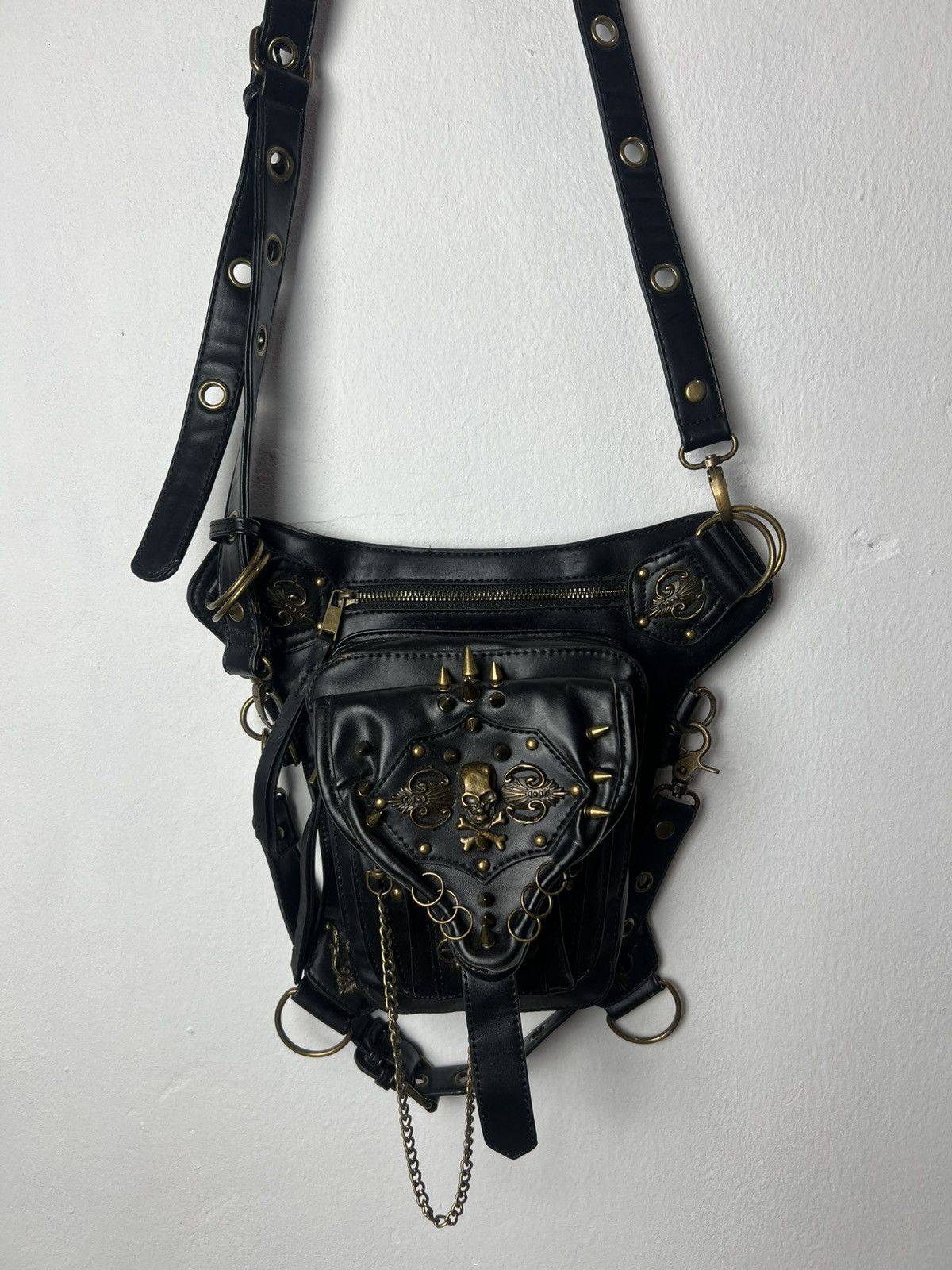 KMRii Steampunk Studded KMRii Style Leather Shoulder Bag Size ONE SIZE - 2 Thumbnail