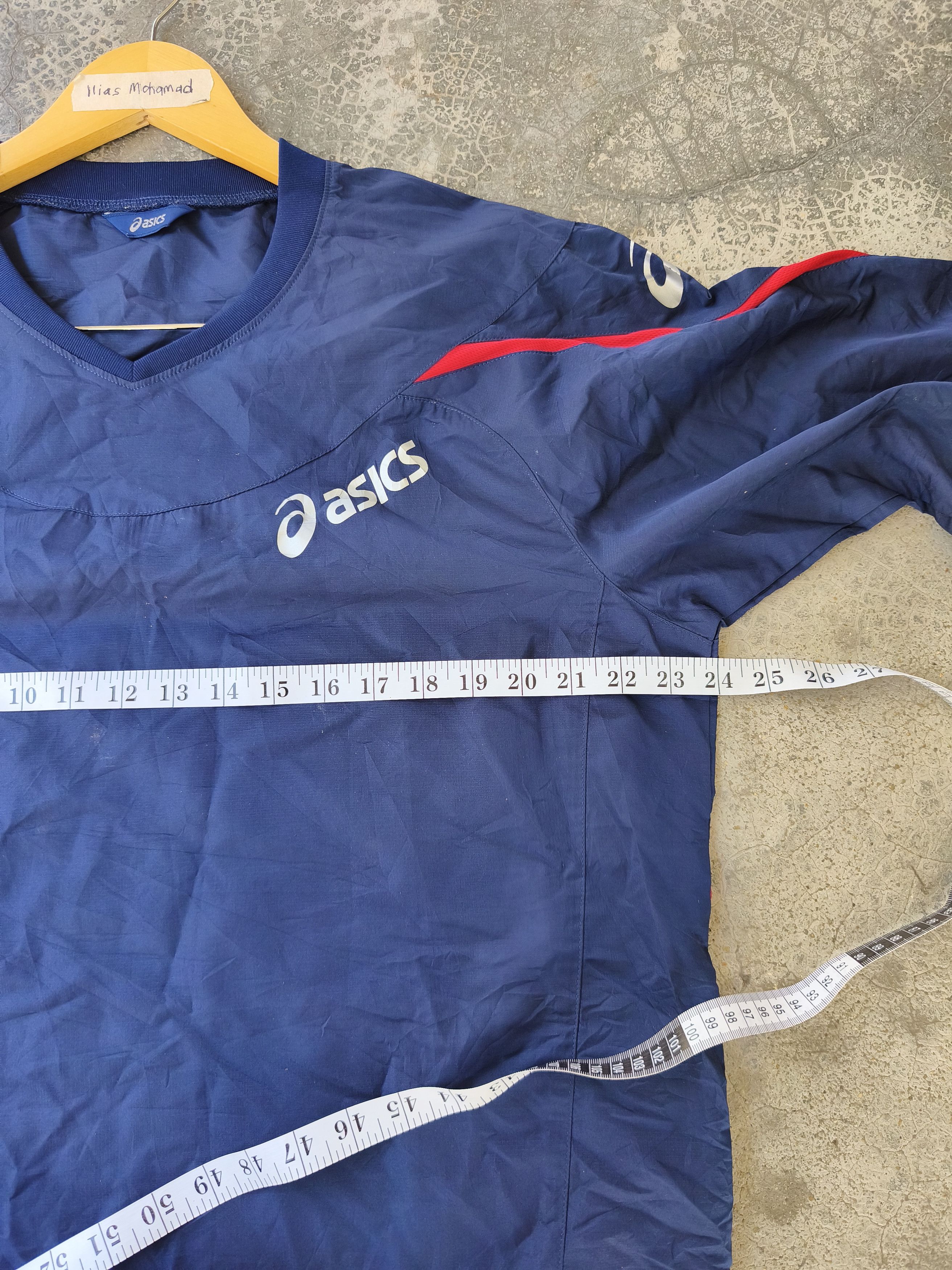 Asics Vintage ASICS Windbreaker Pullover Jacket - 2000s Navy Red Size US L / EU 52-54 / 3 - 13 Thumbnail