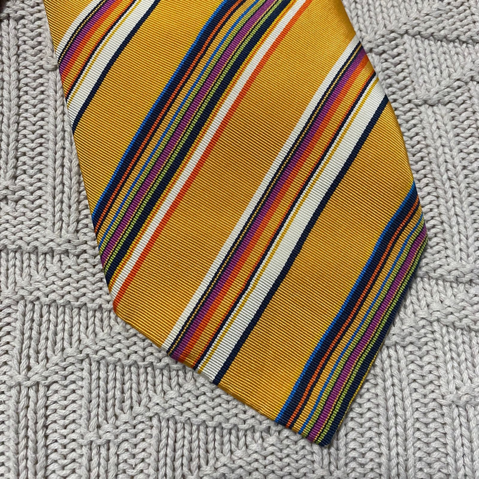 Altea yellow striped silk tie