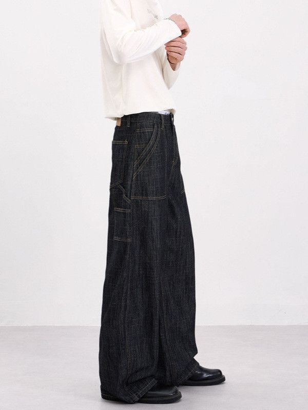 Japanese Brand Men's High-Street Workwear Slub Loose Straight-Leg Jeans Size US 32 / EU 48 - 4 Thumbnail