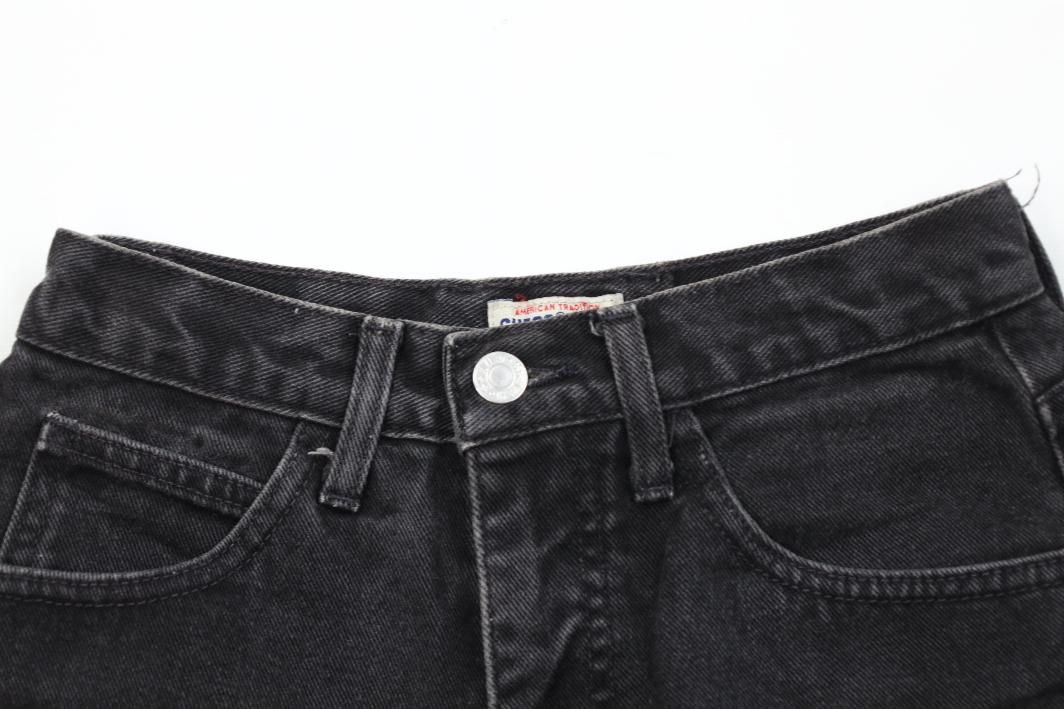 Guess Vintage 90s Guess Spell Cut Off Denim Jean Shorts Black USA Size 27" / US 4 / IT 40 - 2 Thumbnail