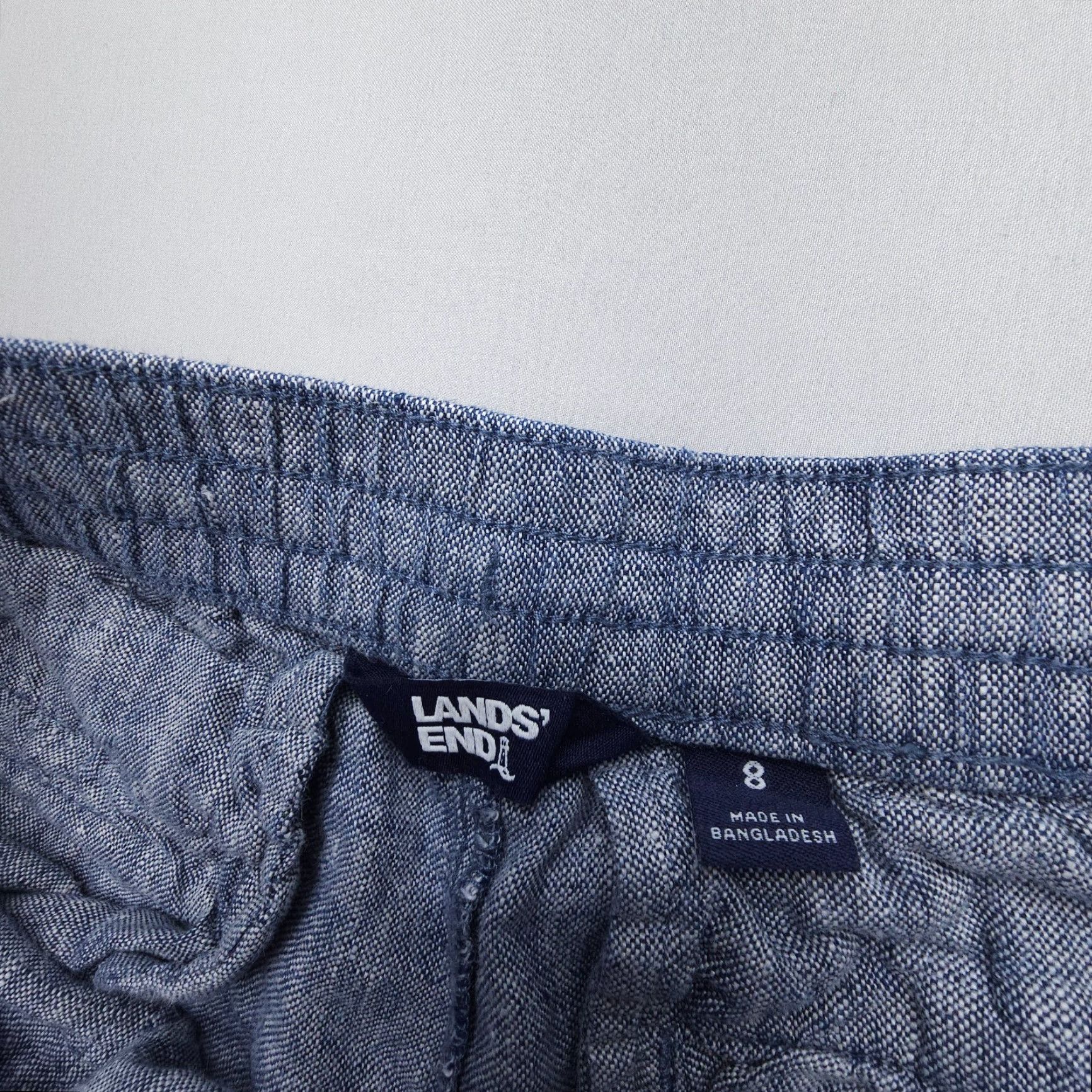 Lands' End Lands' End 100% Linen Pull On Cropped Pants Size 8 Blue Coastal Drawstring Beachy Size 30" / US 8 / IT 44 - 7 Thumbnail