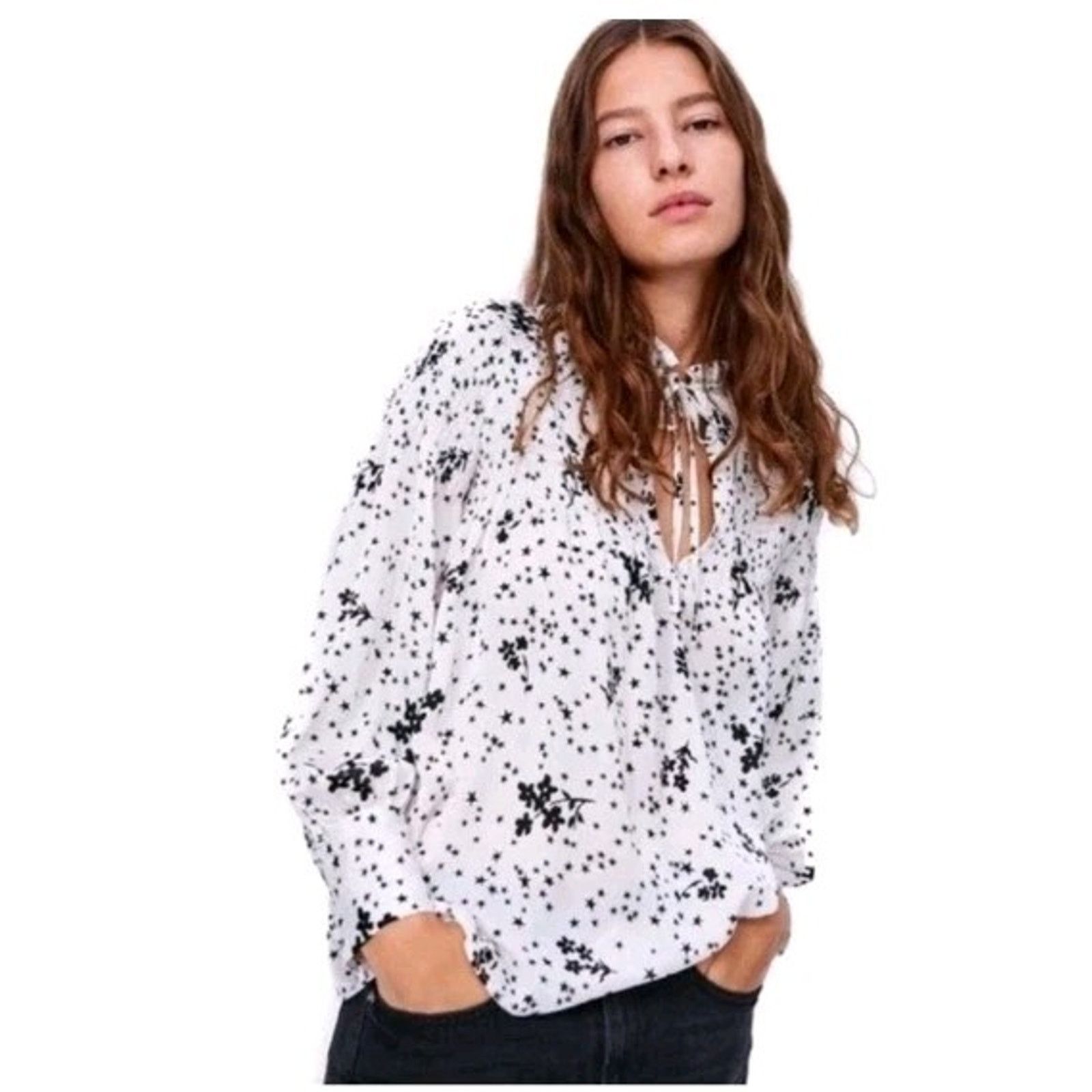 Zara Zara Star Floral Print Tie Front Blouse Size Medium Size M / US 6-8 / IT 42-44 - 17 Thumbnail