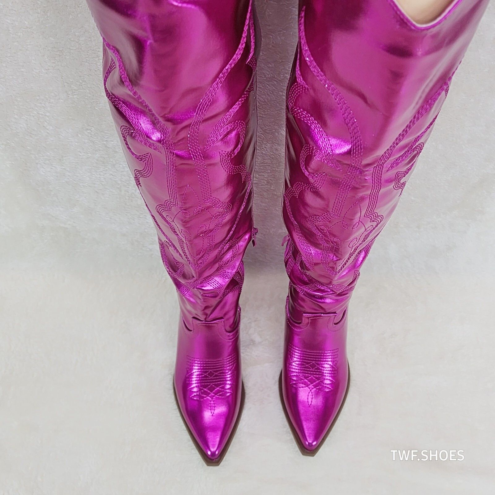 Other Country Disco Cowboy Metallic Hot Pink Western Cowgirl OTK T Size US 6.5 / IT 36.5 - 3 Thumbnail