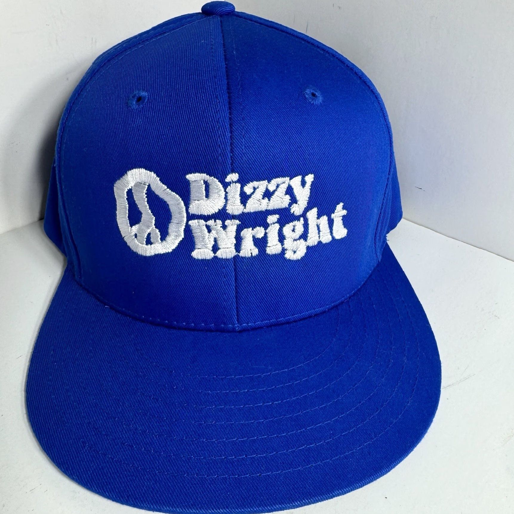 New Era Dizzy Wright Hat Adjustable Blue White Embroidered Logo New Era Snapback Unisex Adults Canvas Cotton Rap Logo Cap Size ONE SIZE - 2 Thumbnail