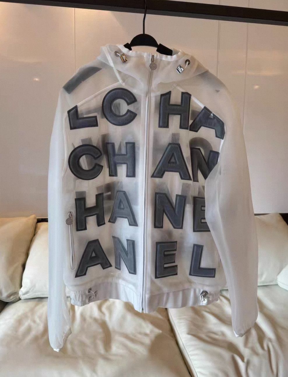 Chanel Chanel Embossed letter logo transparent windbreaker jacket Size XXS / US 00 / IT 34 - 1 Thumbnail