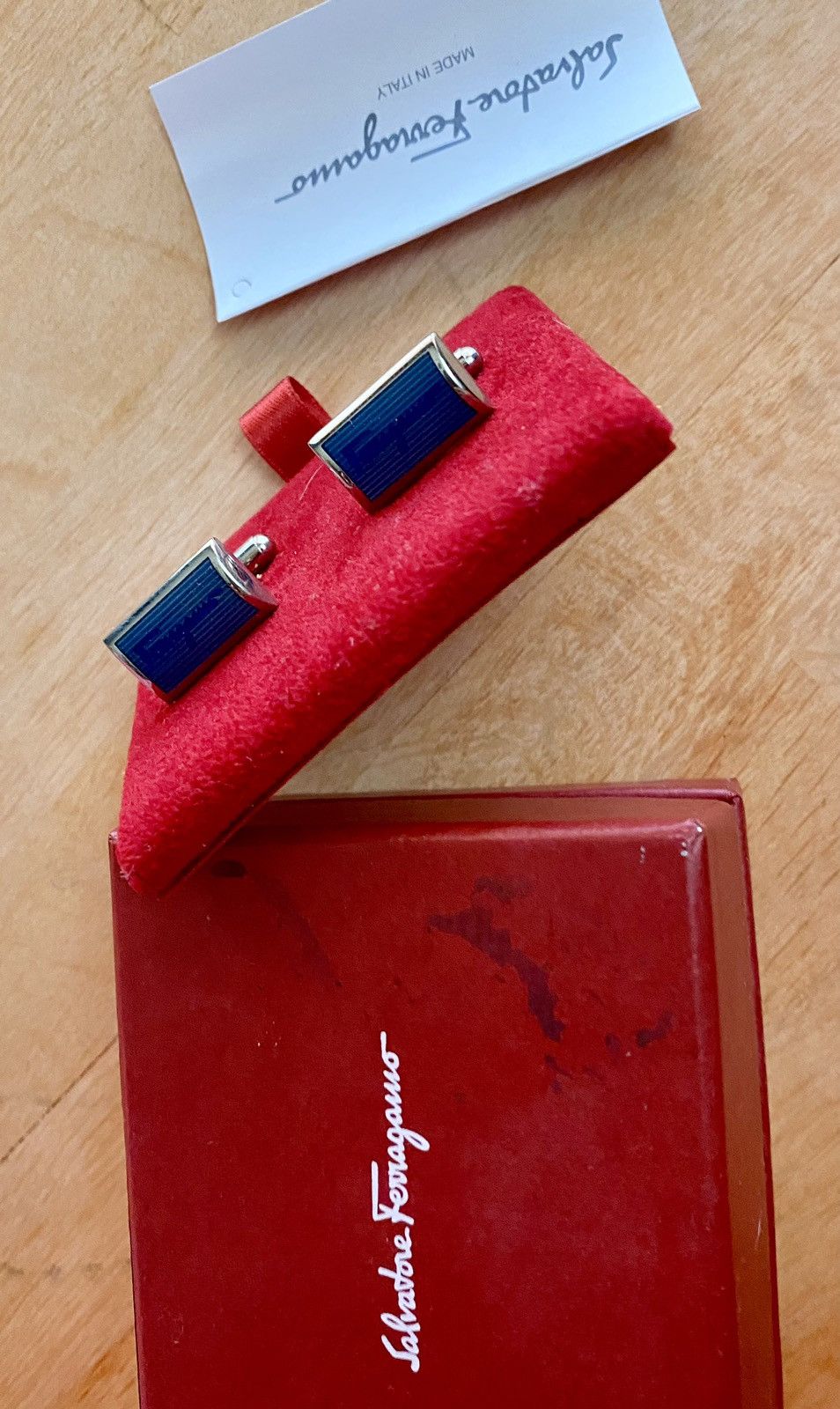Salvatore Ferragamo Ferragamo bleu /silver pearl faced logo cuff links nwt Size ONE SIZE - 5 Thumbnail