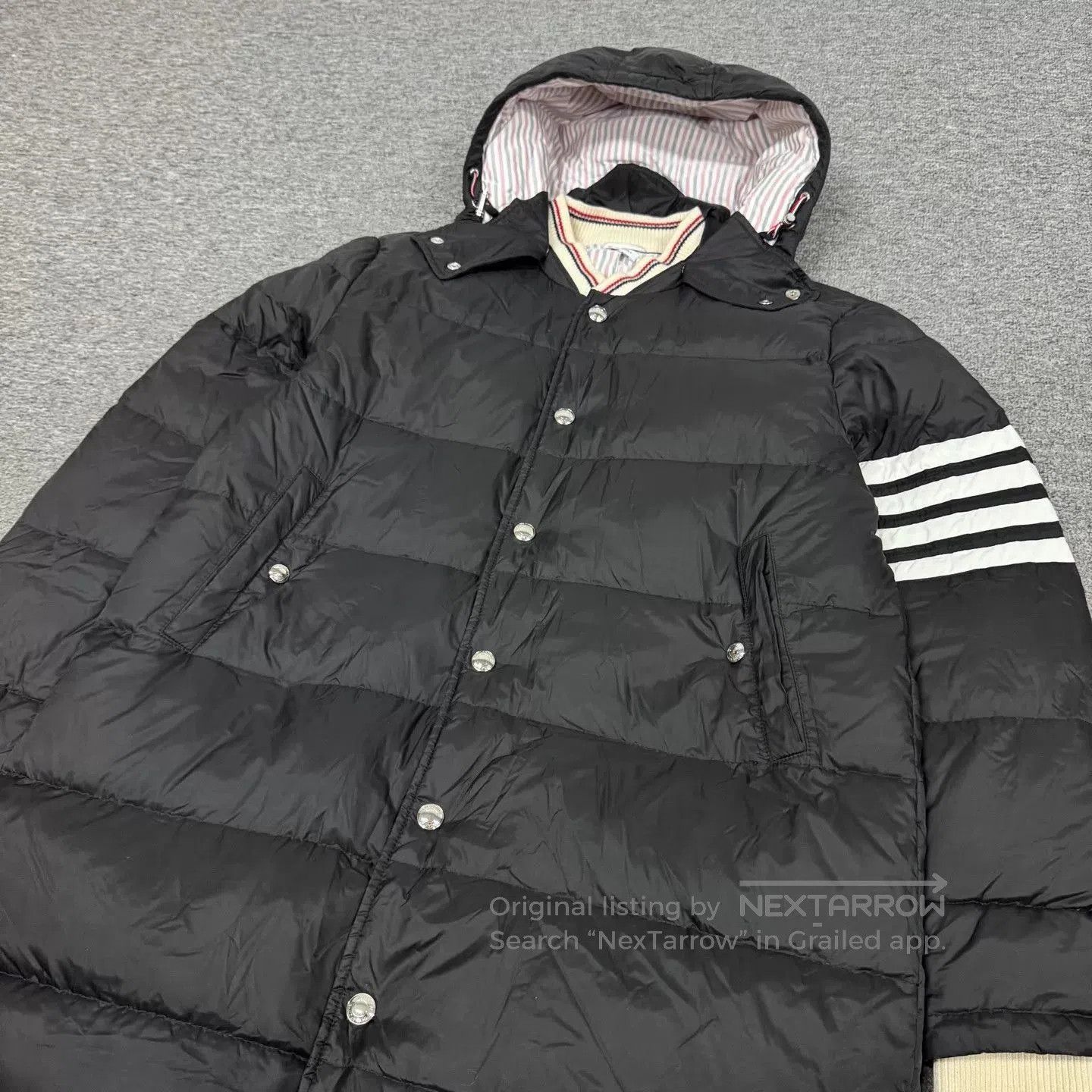 Thom Browne Black Mid-Length Hooded Puffer Coat. Size US M / EU 48-50 / 2 - 3 Thumbnail