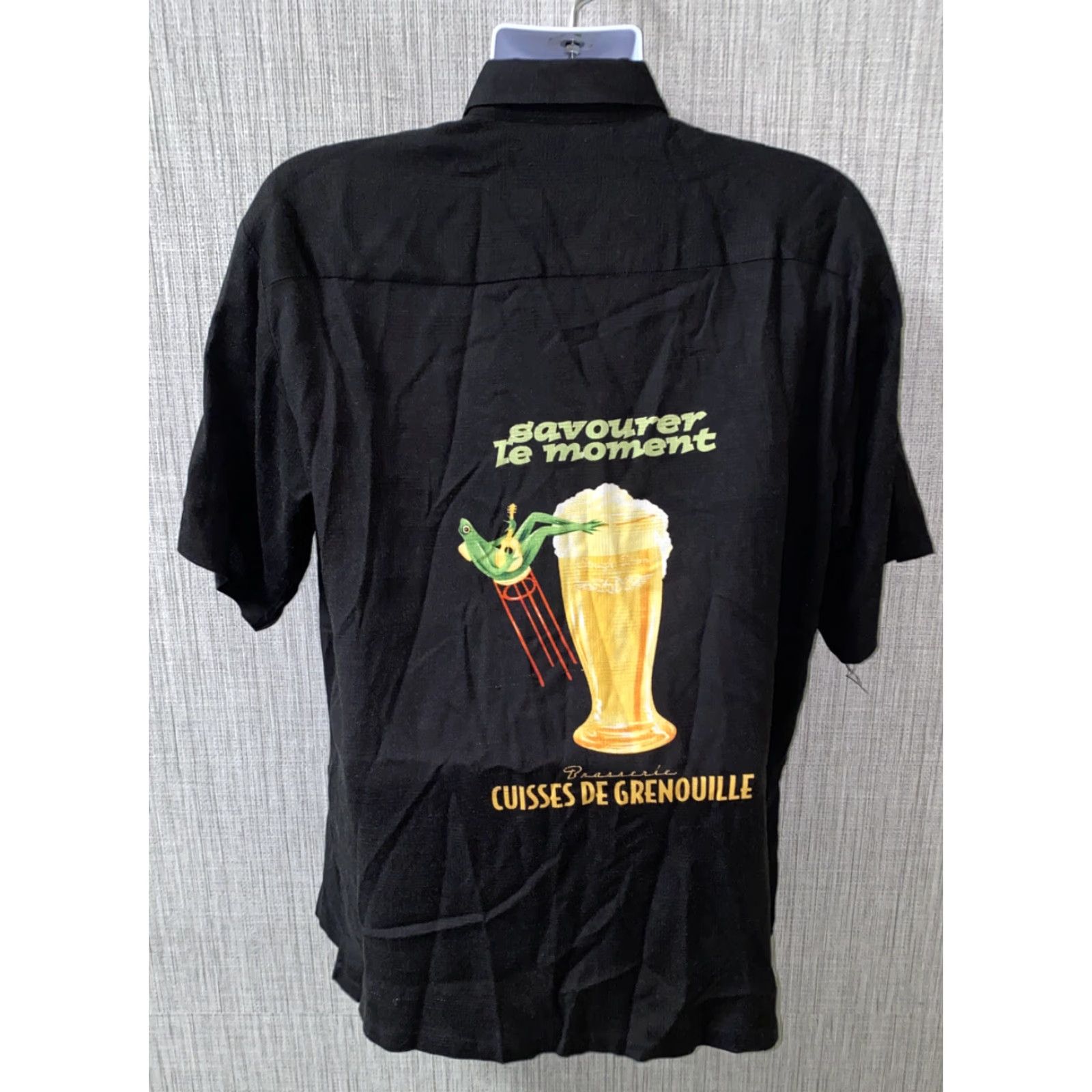 Vintage Straight Down Shirt Mens Black Short Sleeve Savourer Le Moment Size M Size US M / EU 48-50 / 2 - 2 Thumbnail