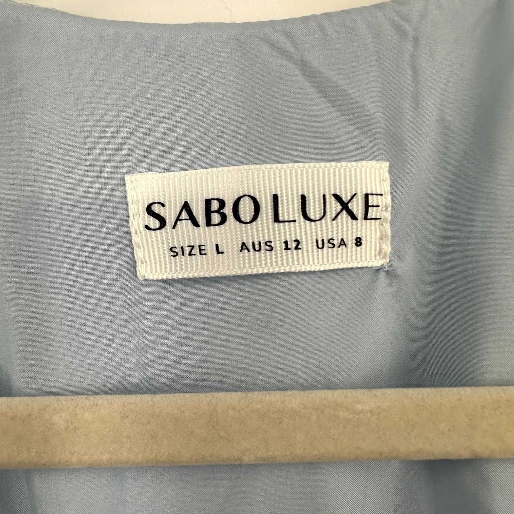 Vintage Sabo Luxe Dress Womens L Blue Long Sleeve Textured Mini V Neck Button Detail Size L / US 10 / IT 46 - 4 Thumbnail