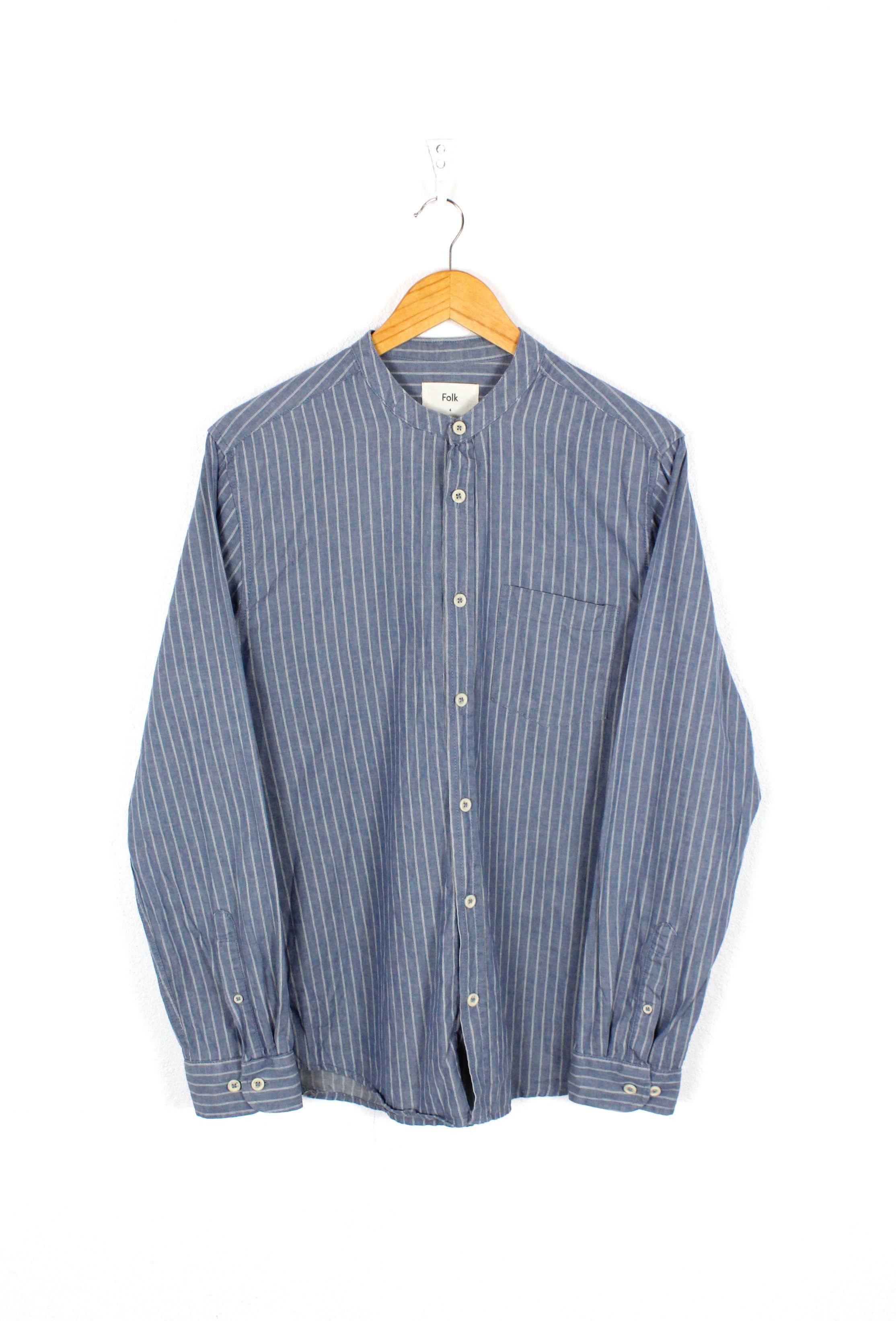 Folk Folk Striped Linen Band Collar Shirt Heritage Size US M / EU 48-50 / 2 - 1 Thumbnail